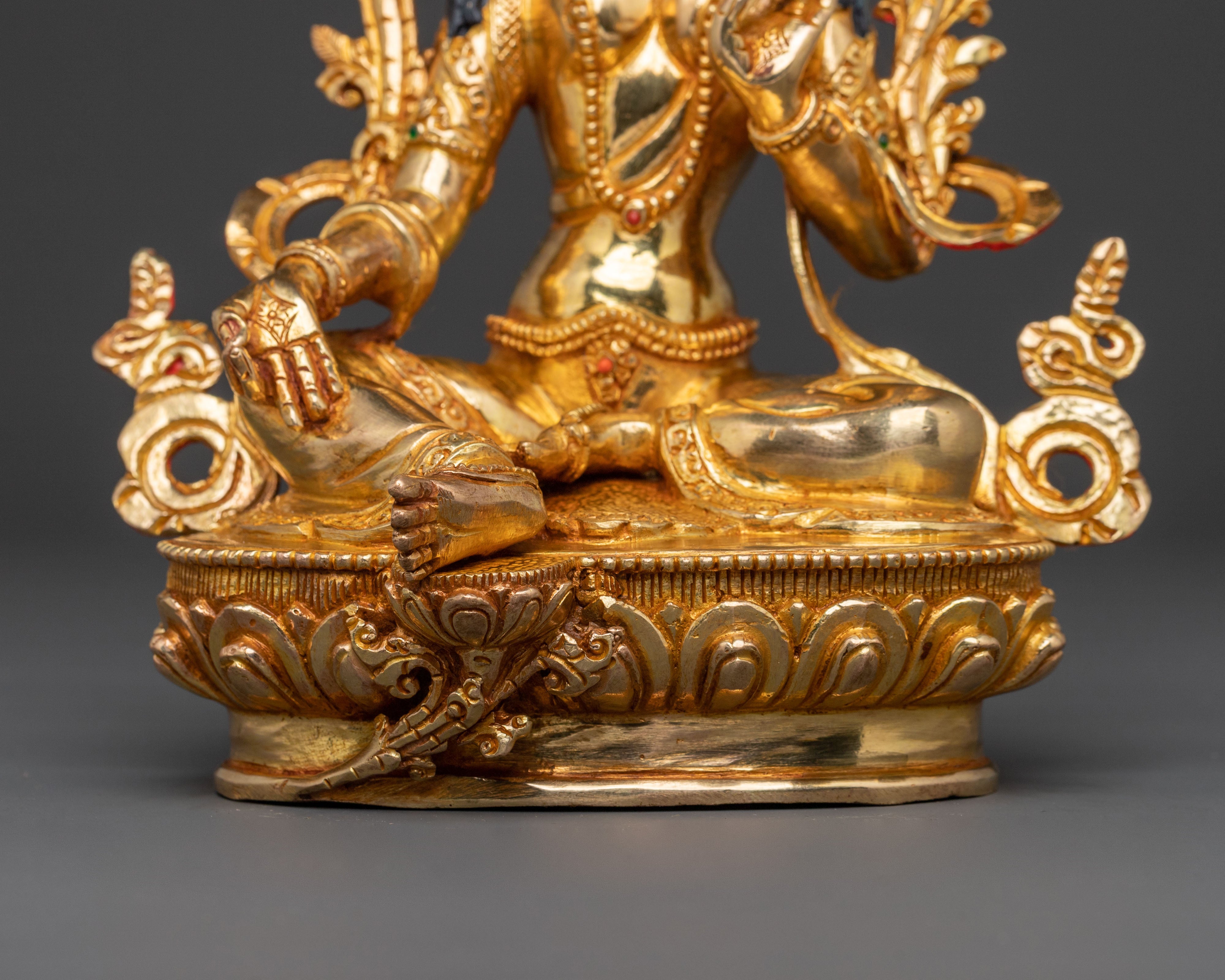 Green Tara Golden Statue: Divine Grace