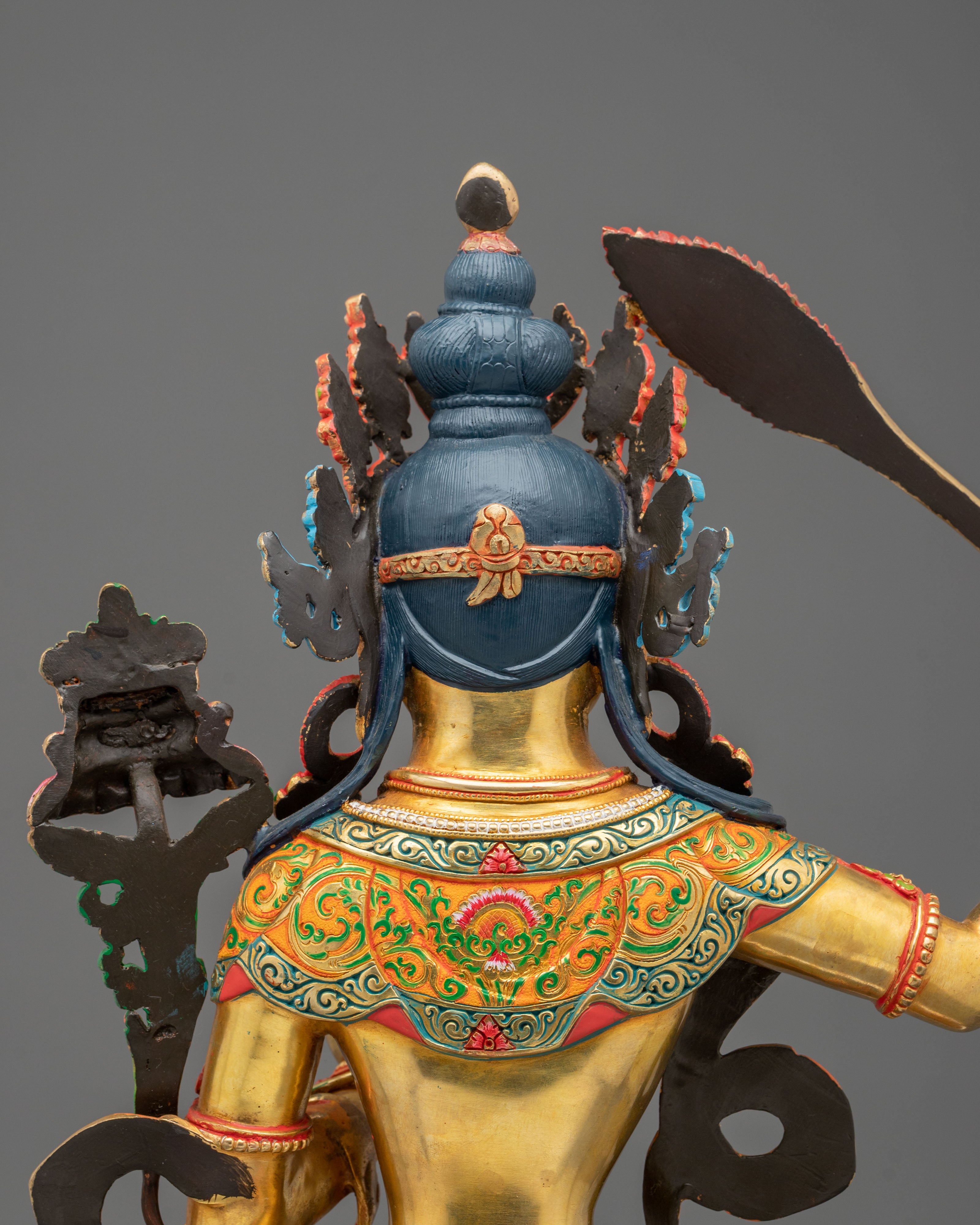Manjushri 24K Gold Gilded Copper Statue: Wisdom Embodied