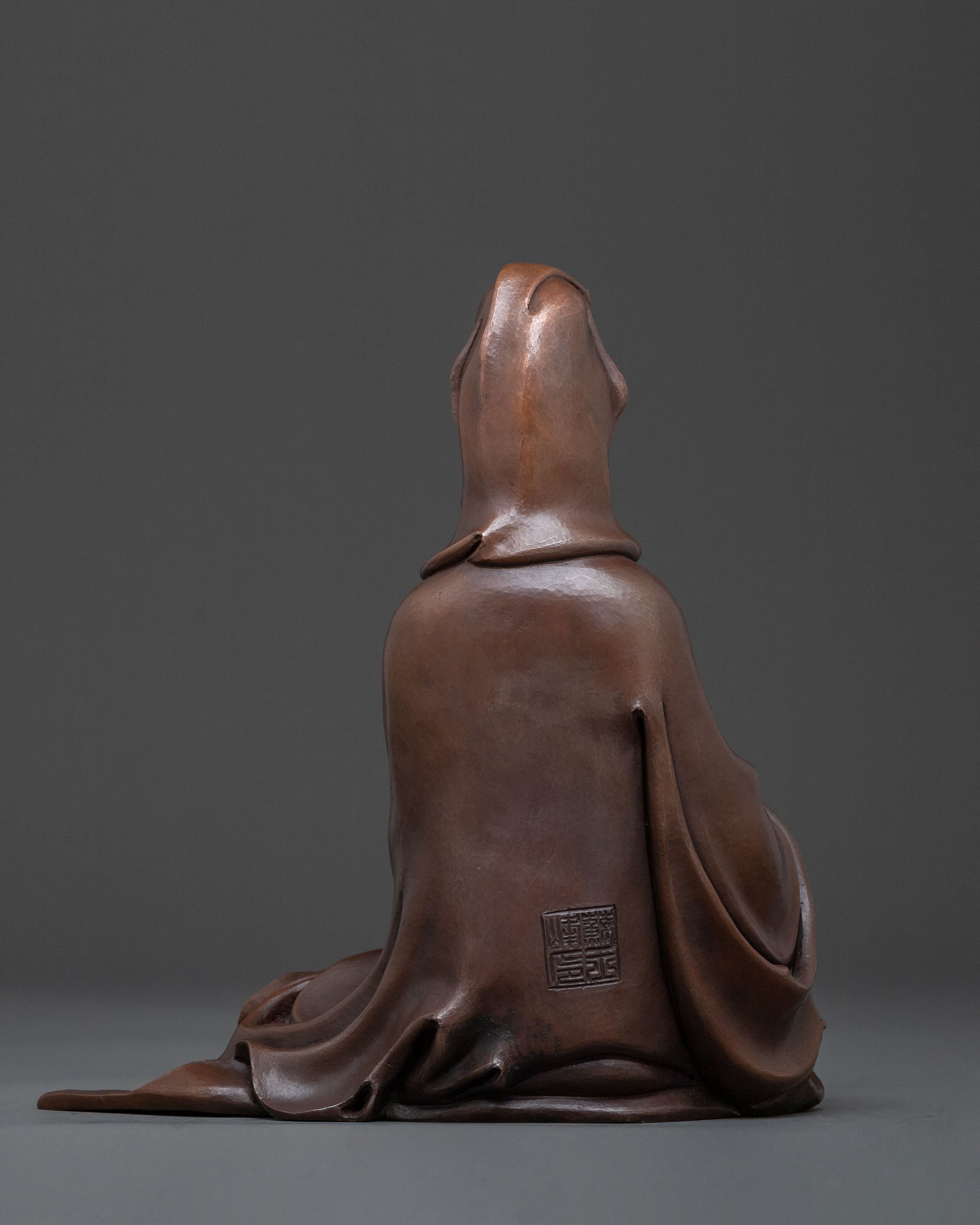 Guanyin Compassion Statue: Oxidized Copper Body
