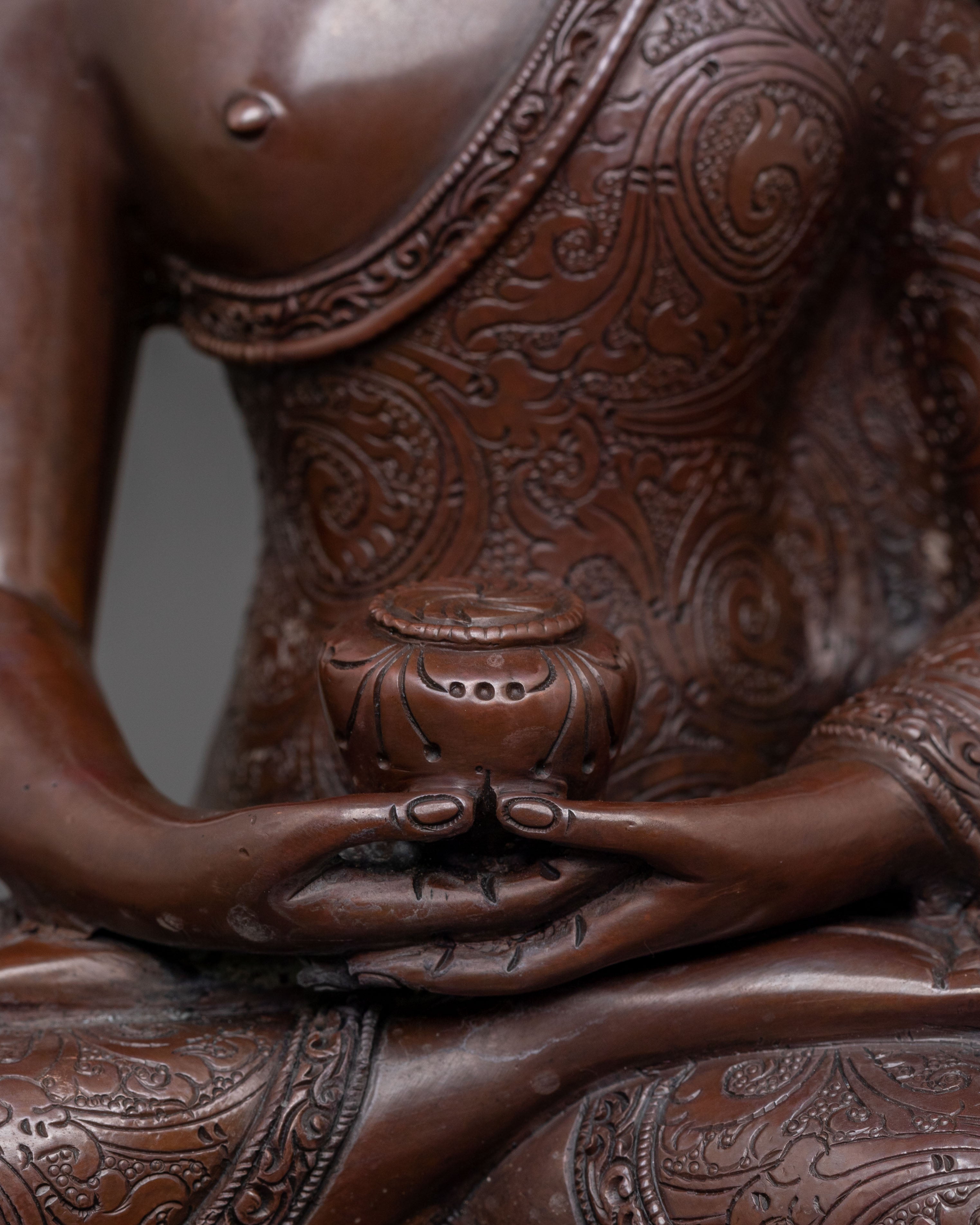 Sacred Amitabha Buddha Pure Land Statue – Oxidized Copper Artistry