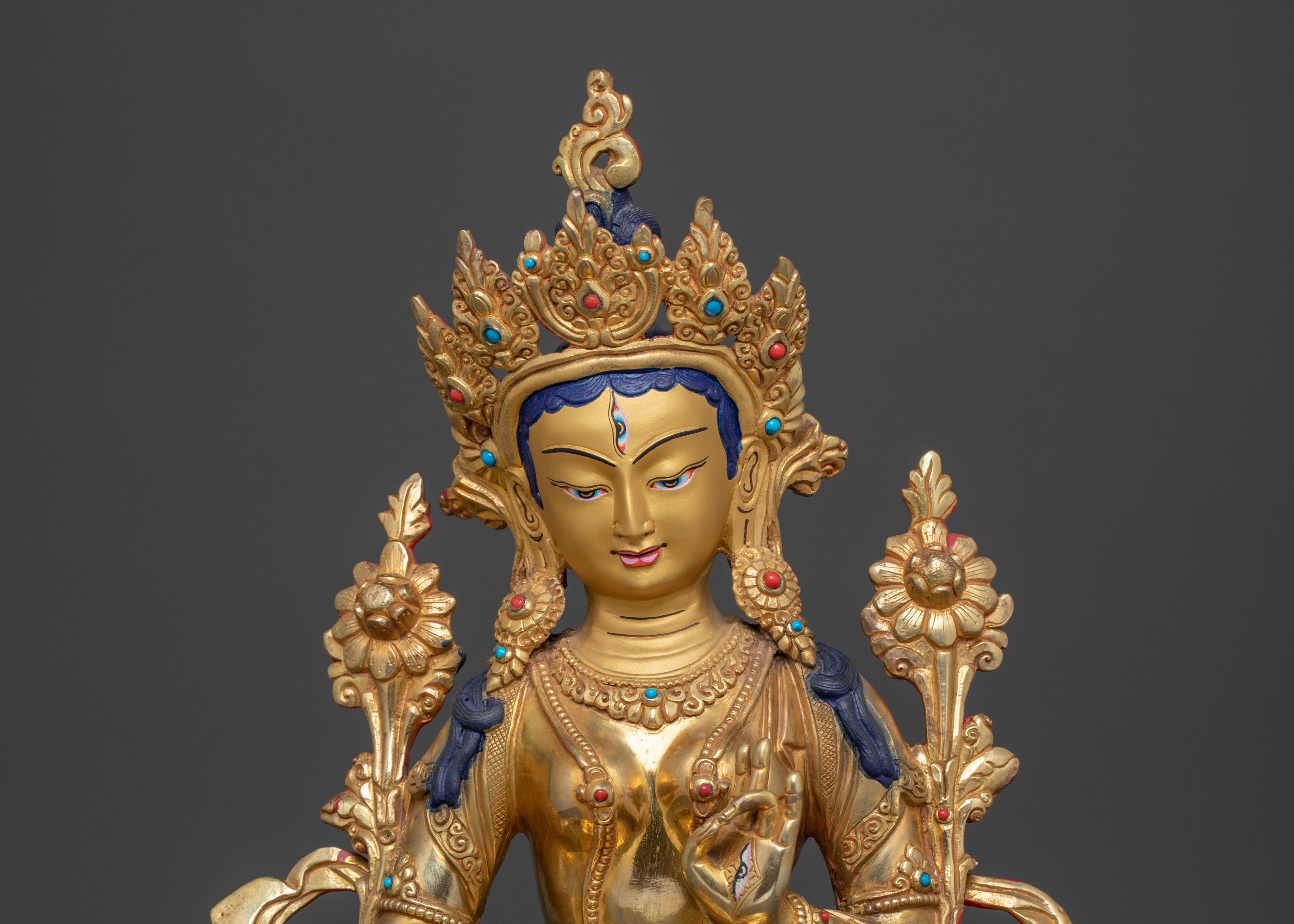 White Tara Statue | 24K Gold Gilded