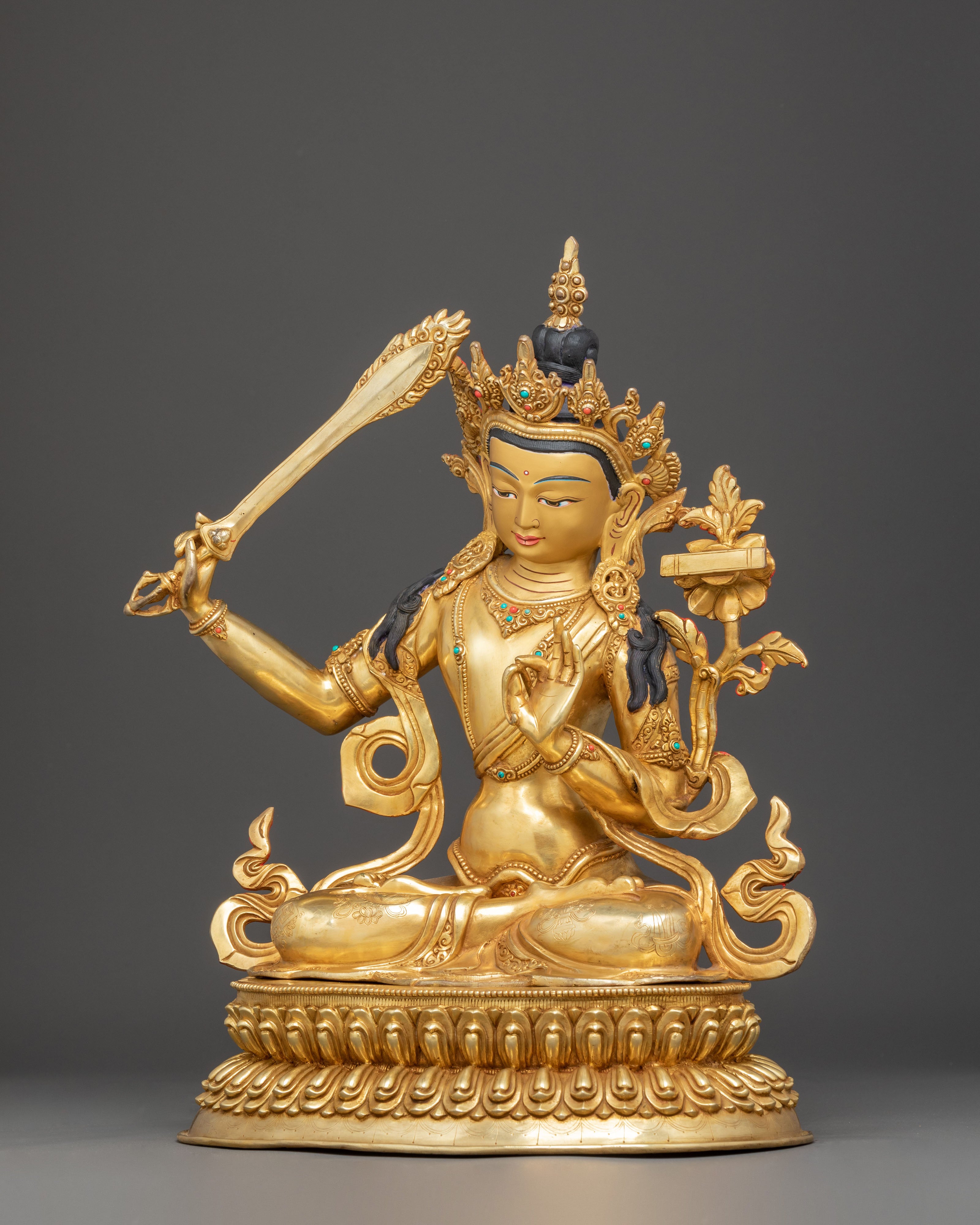 Handmade Copper Statue of Bodhisattva Manjushri | Embodiment of Wisdom