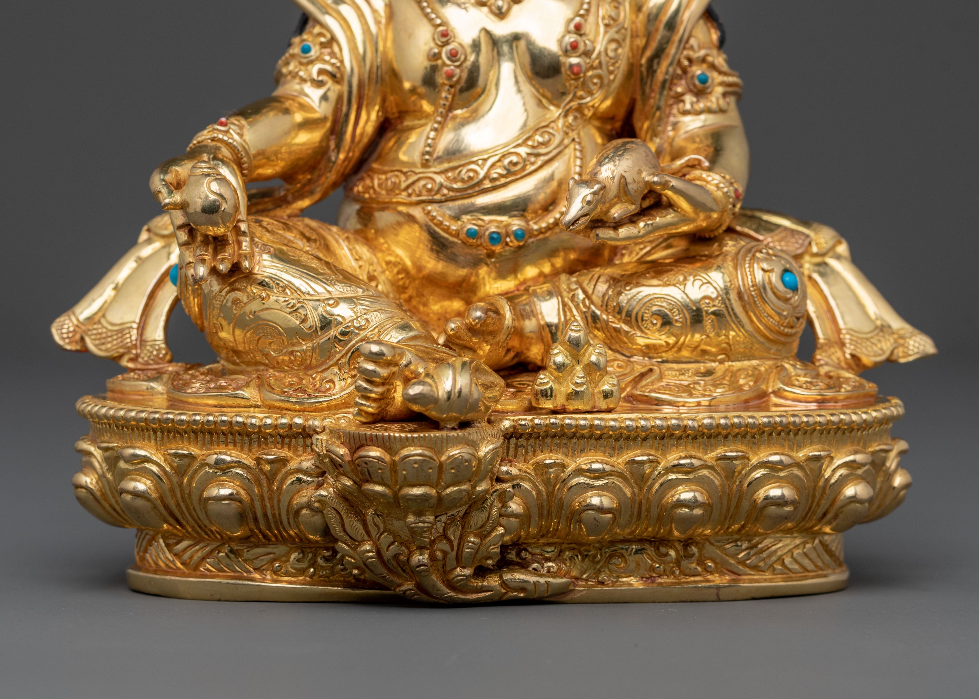 Dzambhala 24K Gold Gilded Statue: Himalayan Handcrafted Rupa