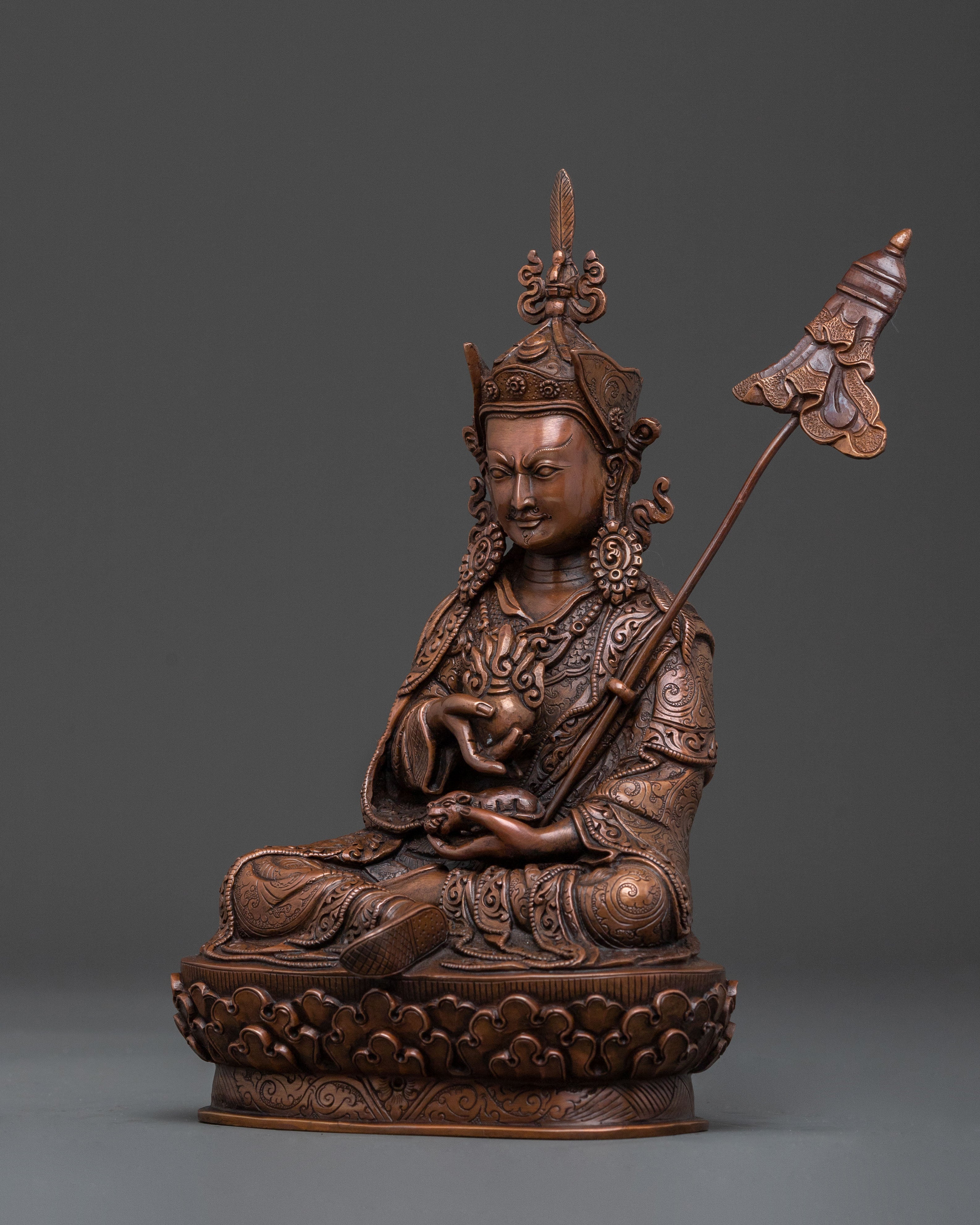 Guru Norlha Blessing Statue: Oxidized Copper Body