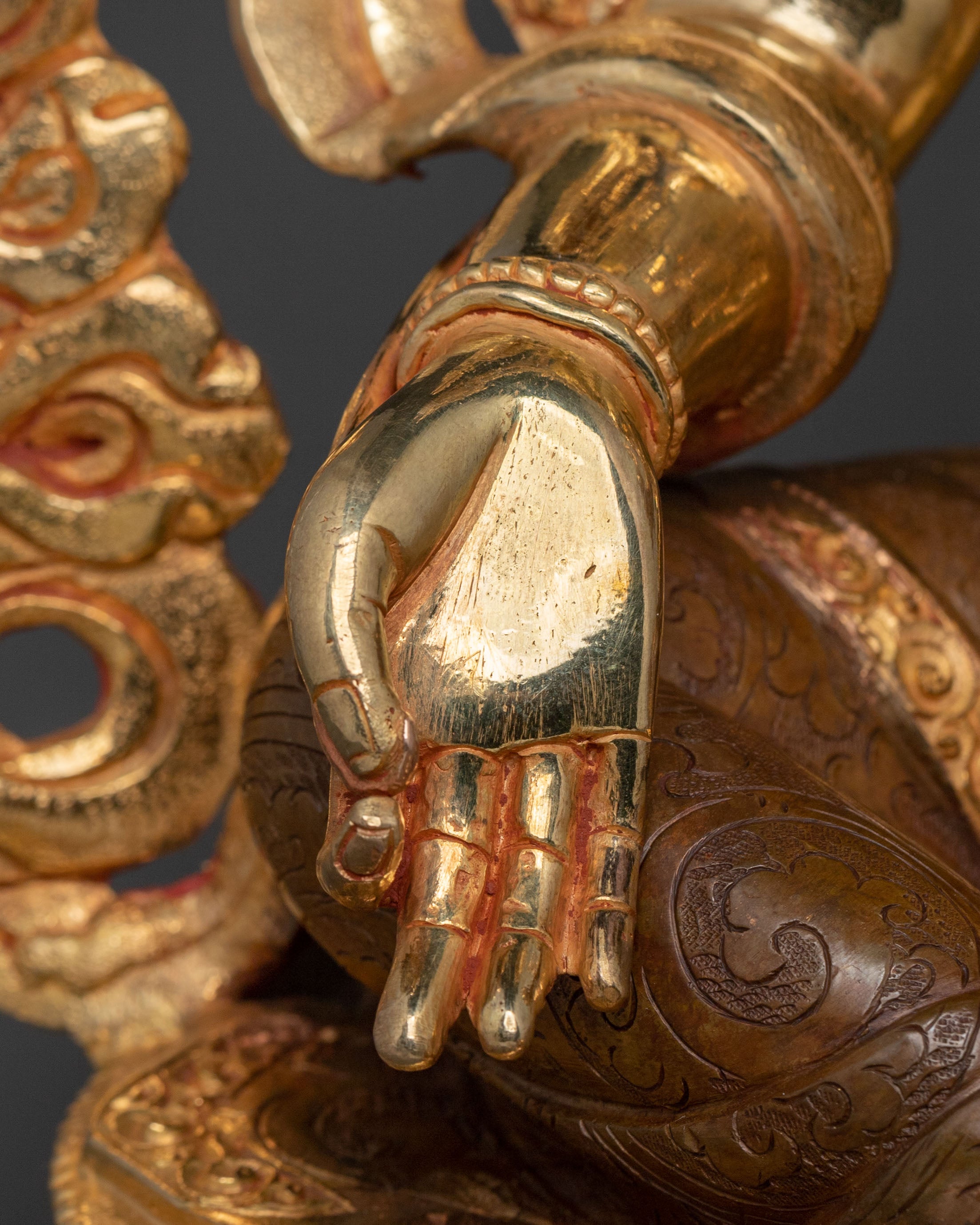 Green Tara Statue: 24K Gold Gilded Copper Sculpture