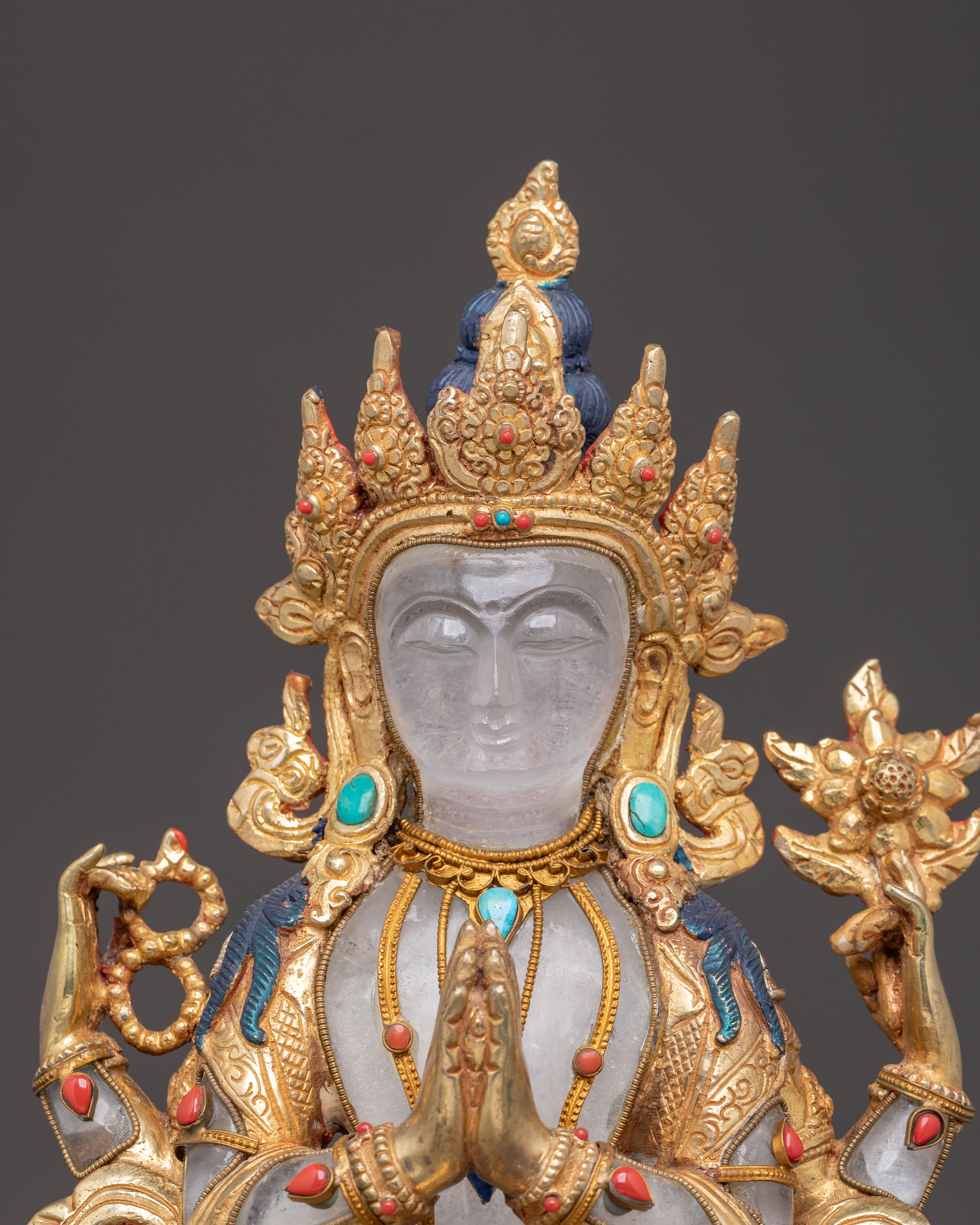 Handmade Chenrezig Statue, Lord of Mercy | Tibetan Buddhist Icon