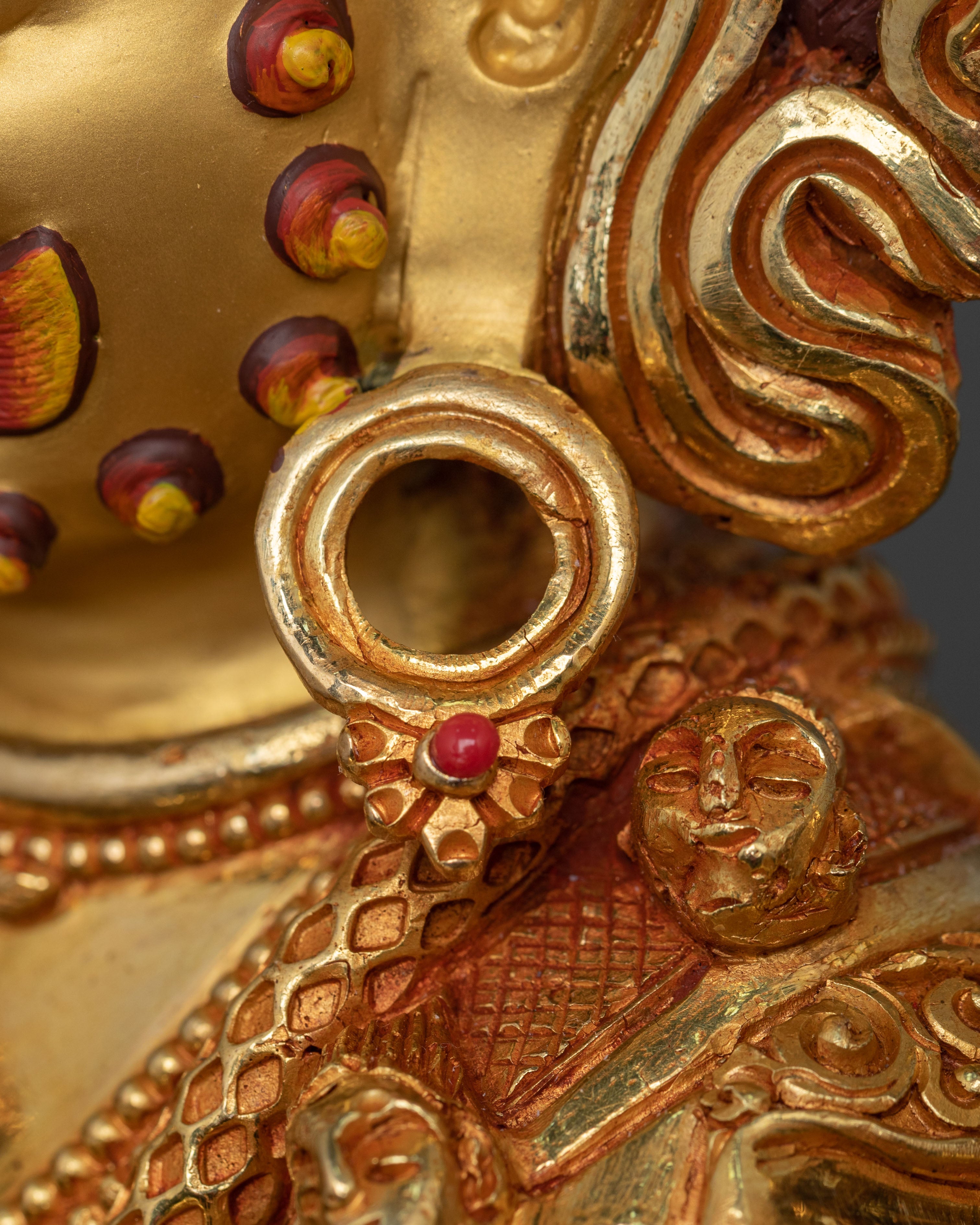 Chaturbhuja Mahakala Statue with Consort | Golden Figure