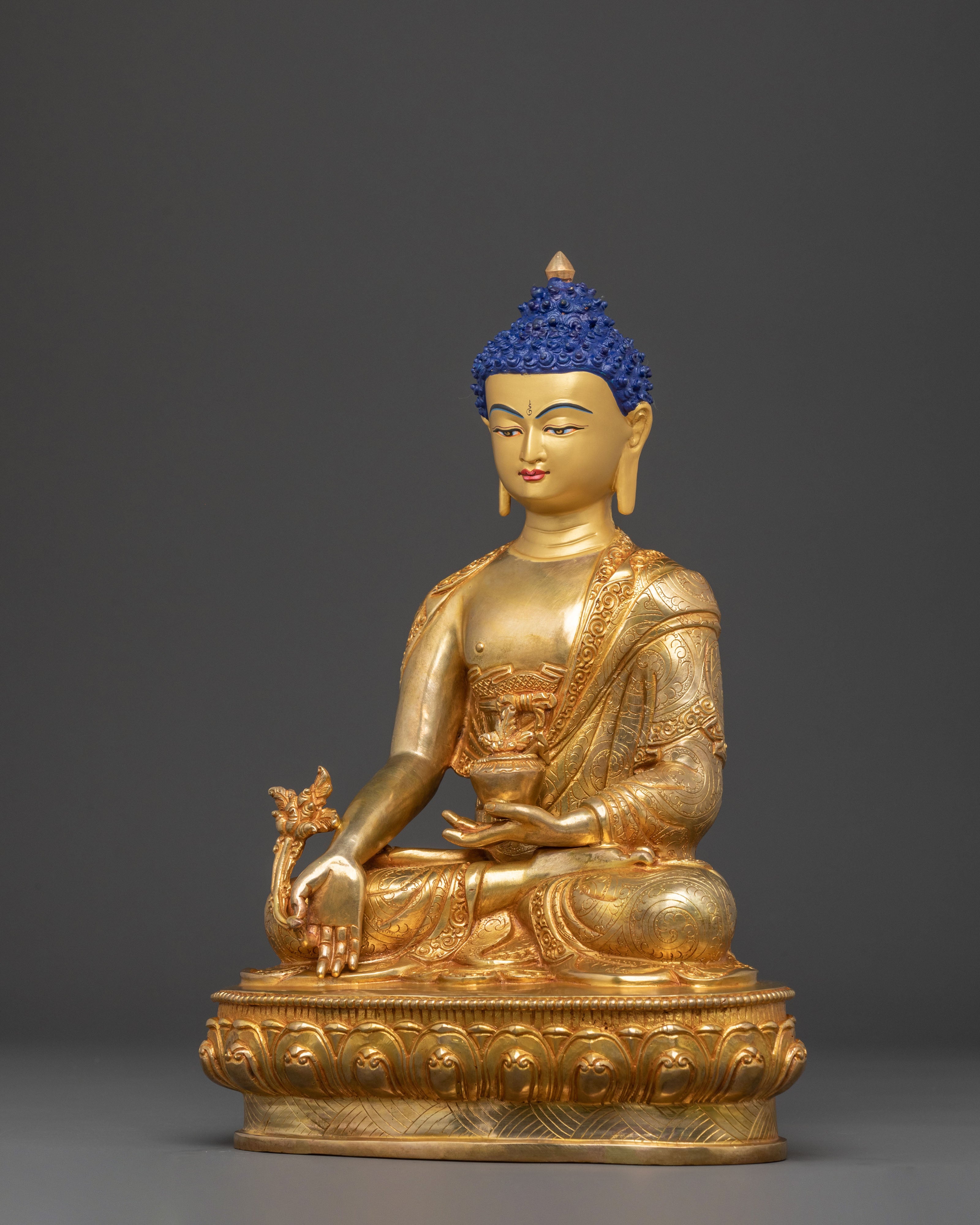 24K Gold Gilded Medicine Buddha Sacred Statue – Healing Radiance