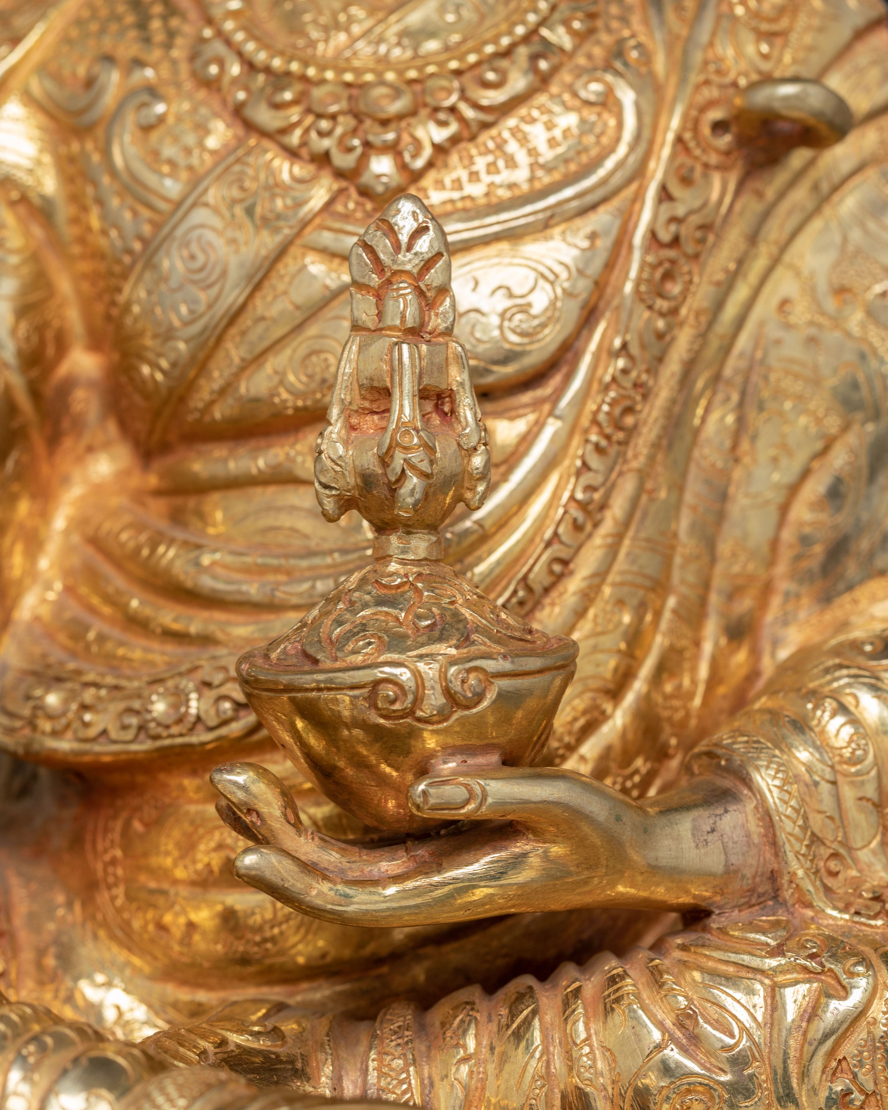 Golden Lotus Born Guru Rinpoche Statue