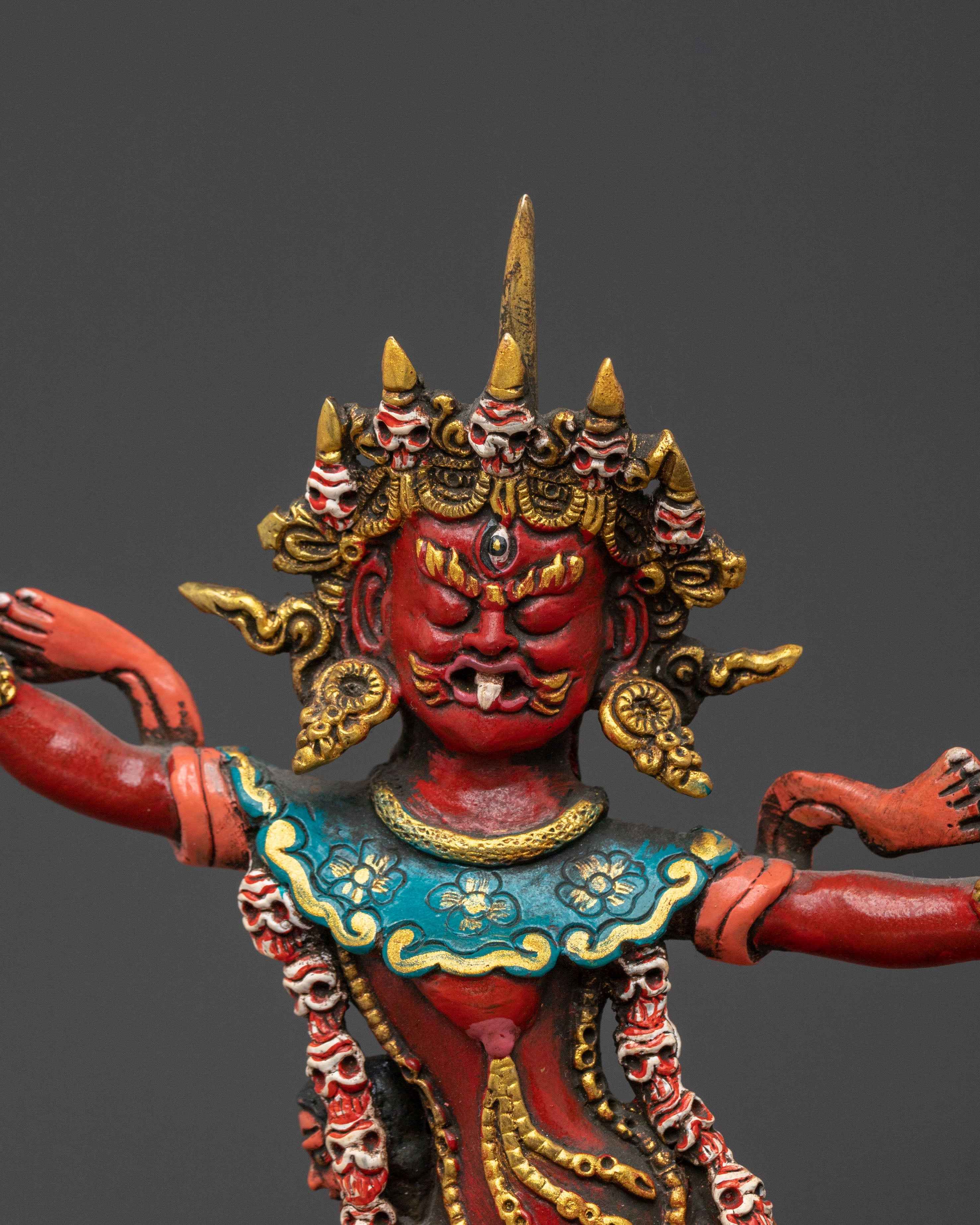Ekajati Statue: Gold & Acrylic Painted Devotional Figurine