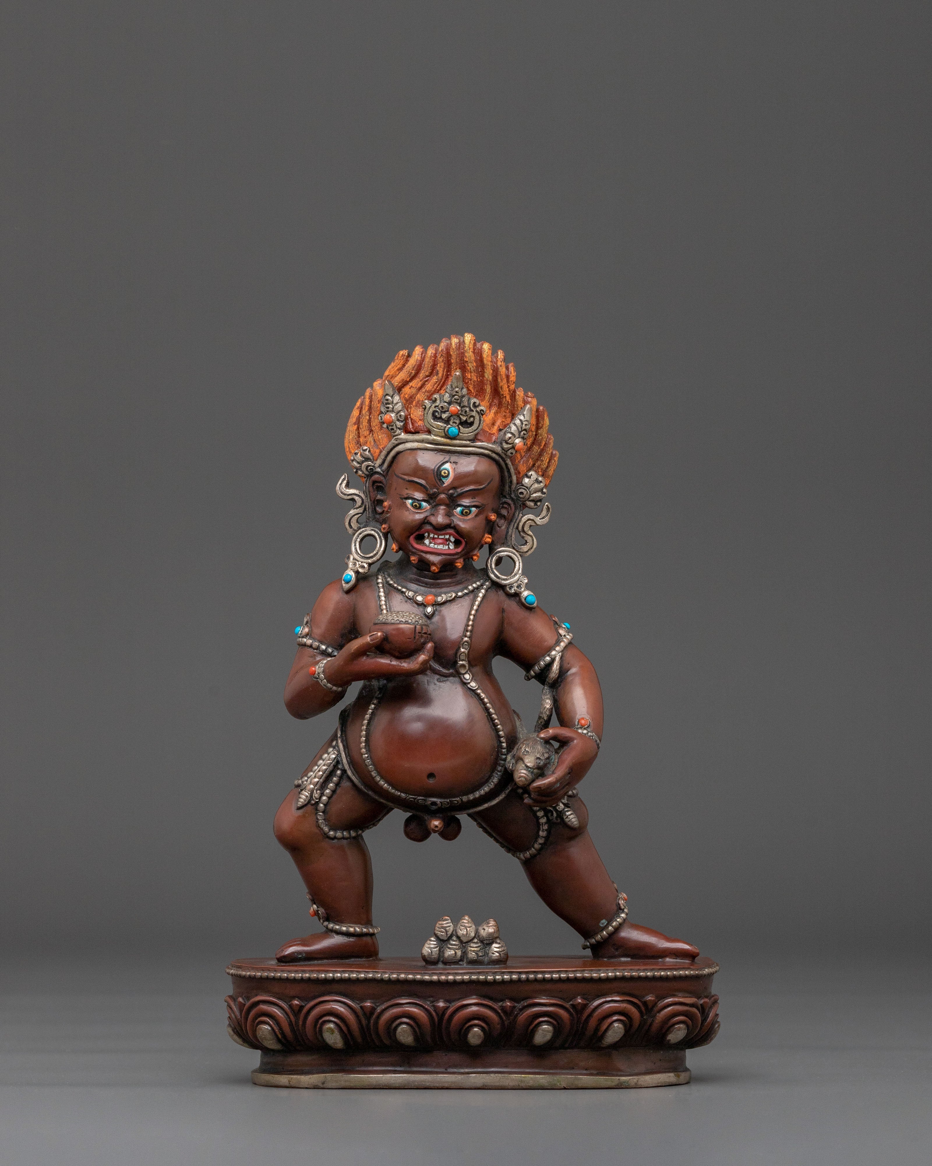 Black Dzambhala Oxidized Copper Sculpture | Wealth God