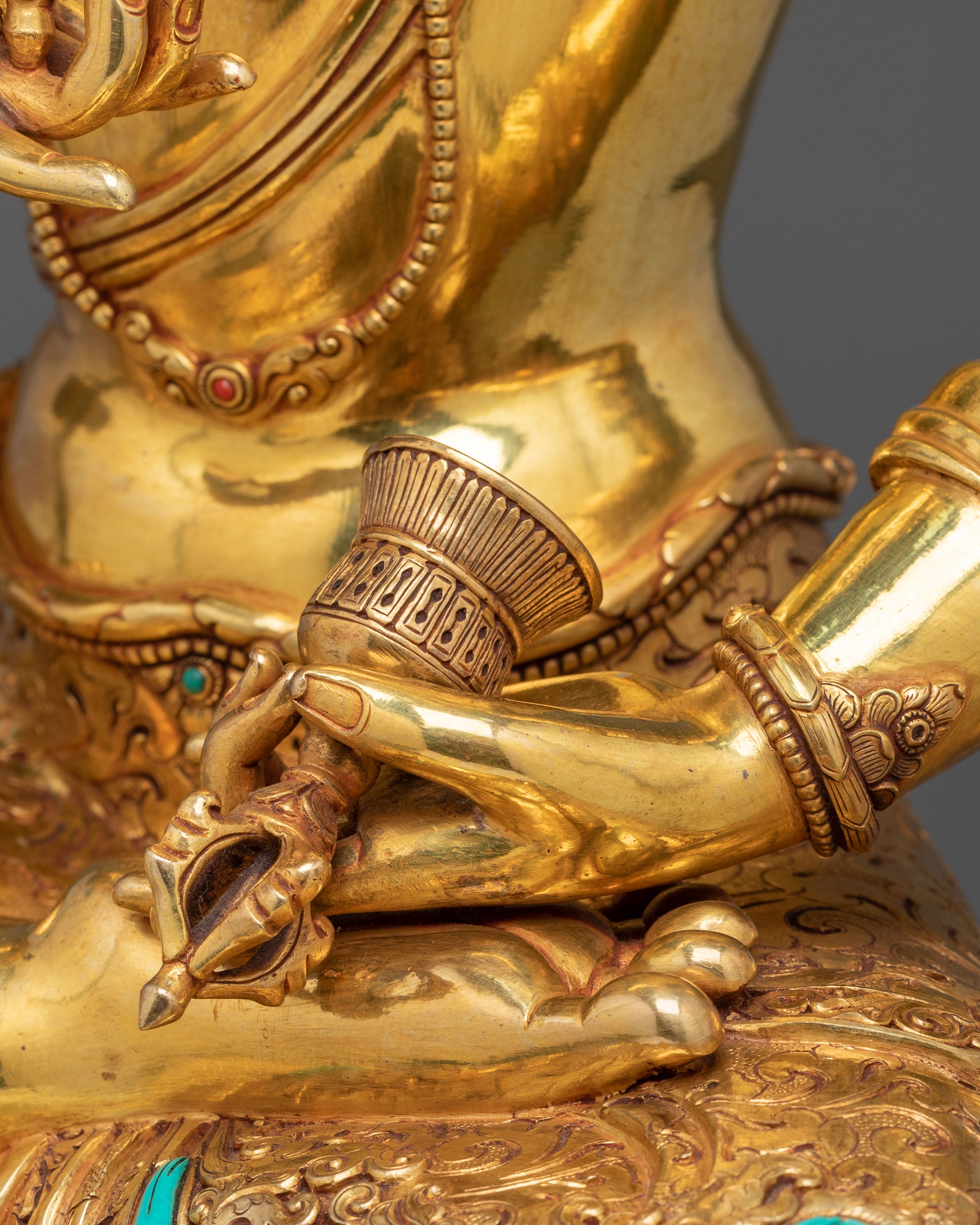 Vajrasattva Statue | Gemstones Adorned 24K Gold Gilded Figurine