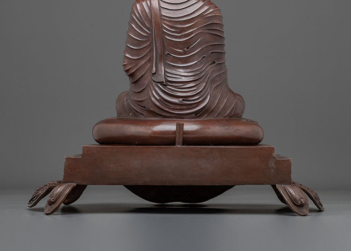 Shakyamuni Buddha Oxidized Statue on Throne | Home Decor