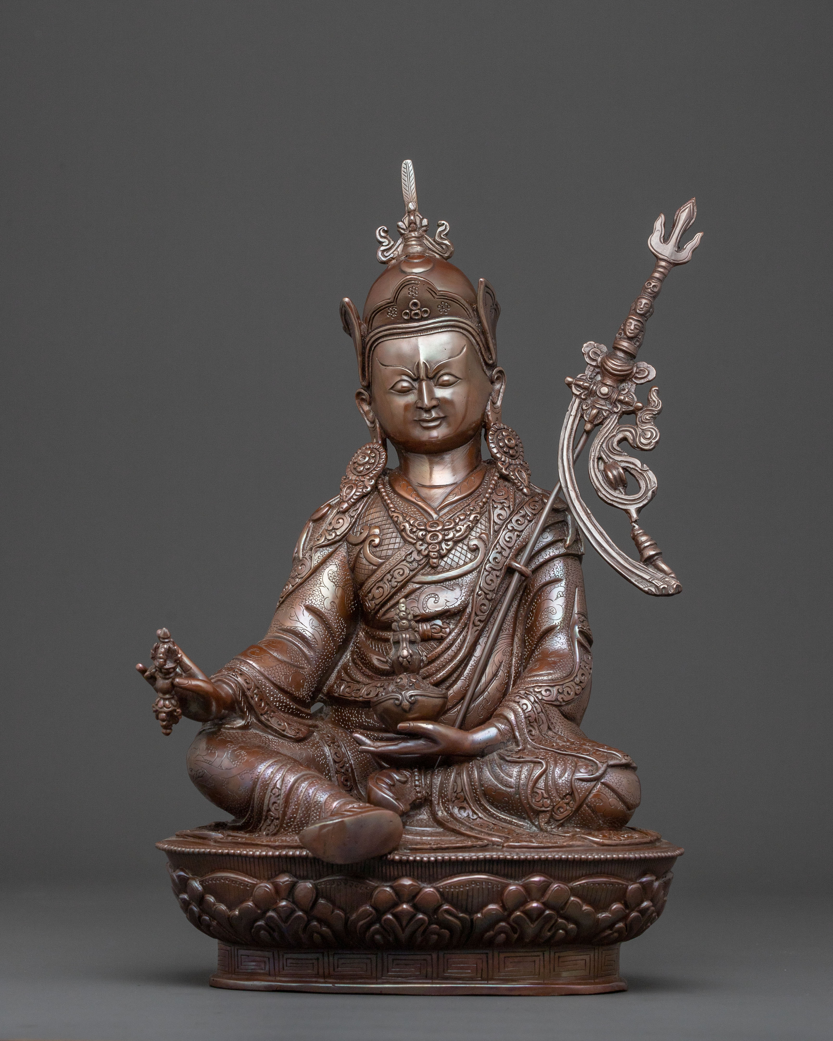 Guru Rinpoche Statue | Oxidized Copper Icon