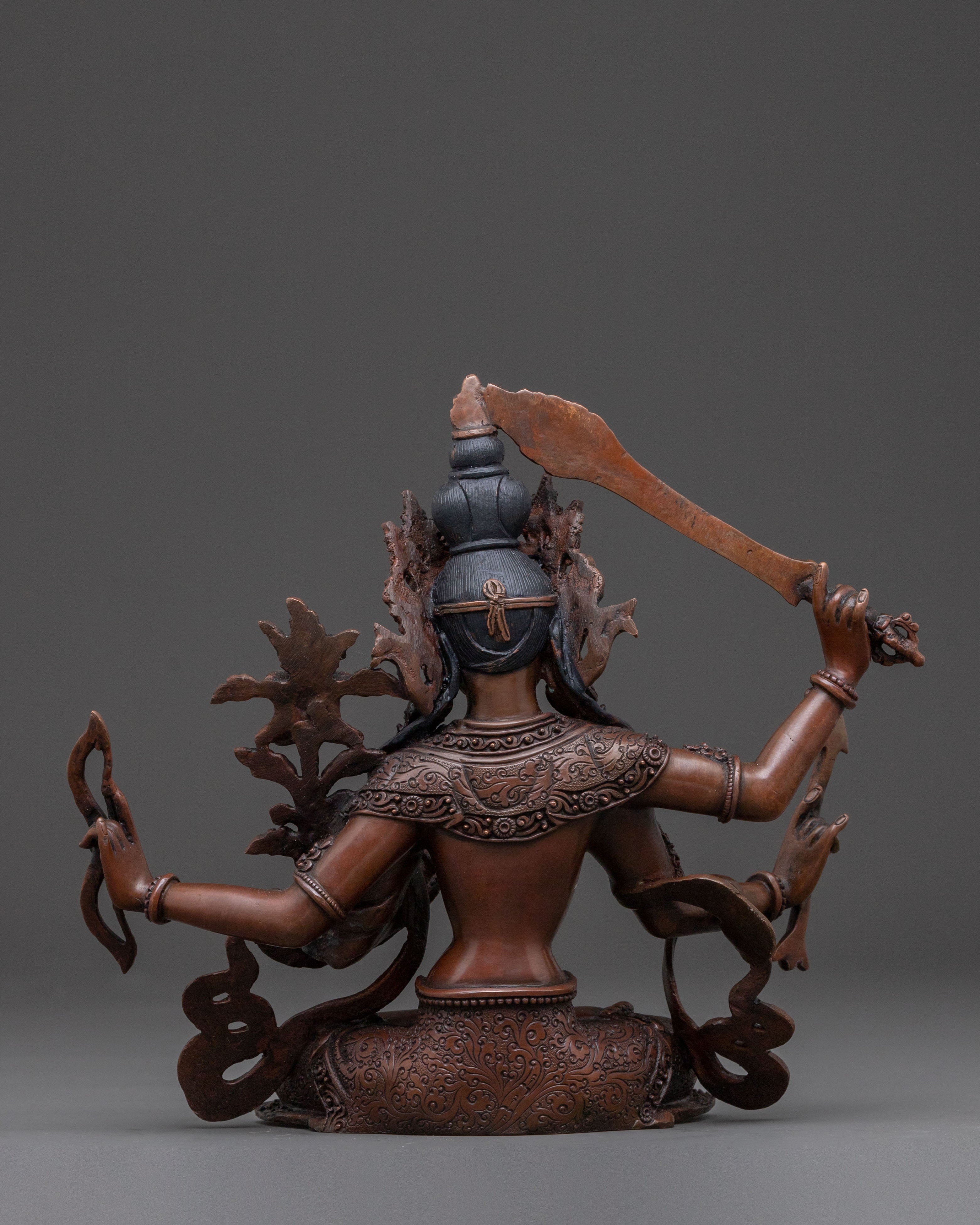 Maha Manjushri Statue – Oxidized Copper Art