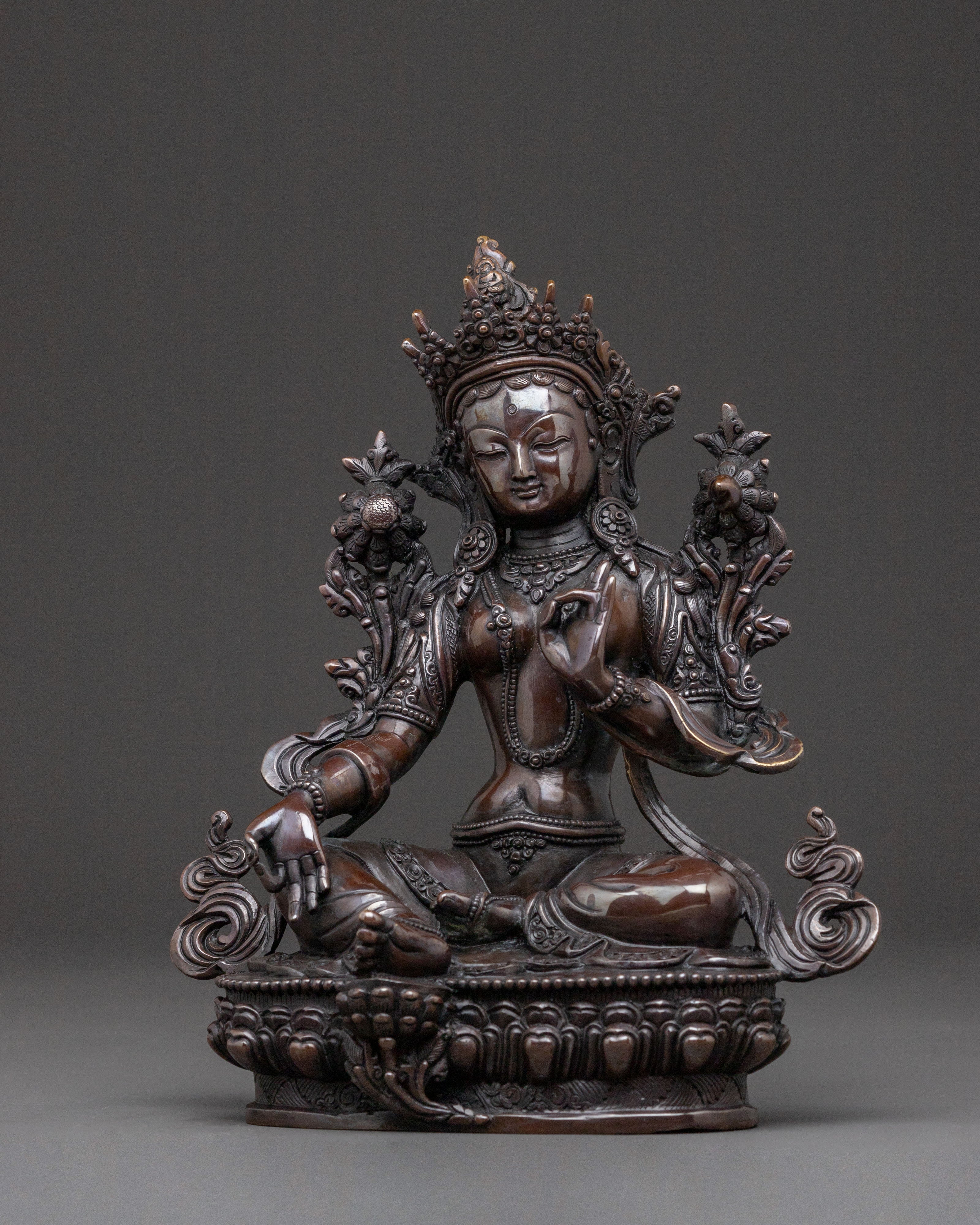 Golden Green Tara Statue: Mother of Liberation