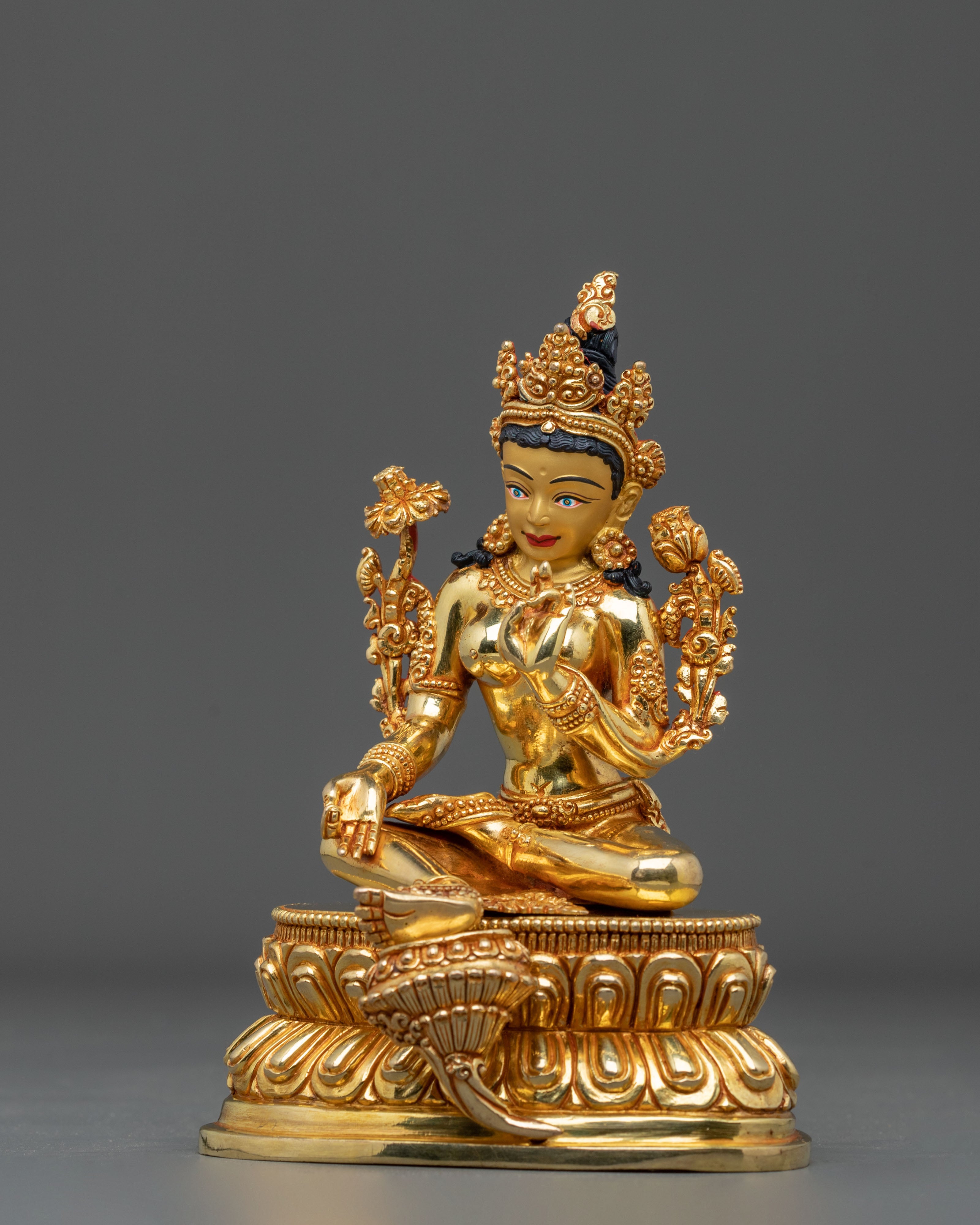 Green Tara Figurine with Acrylic Painting | Home Decor