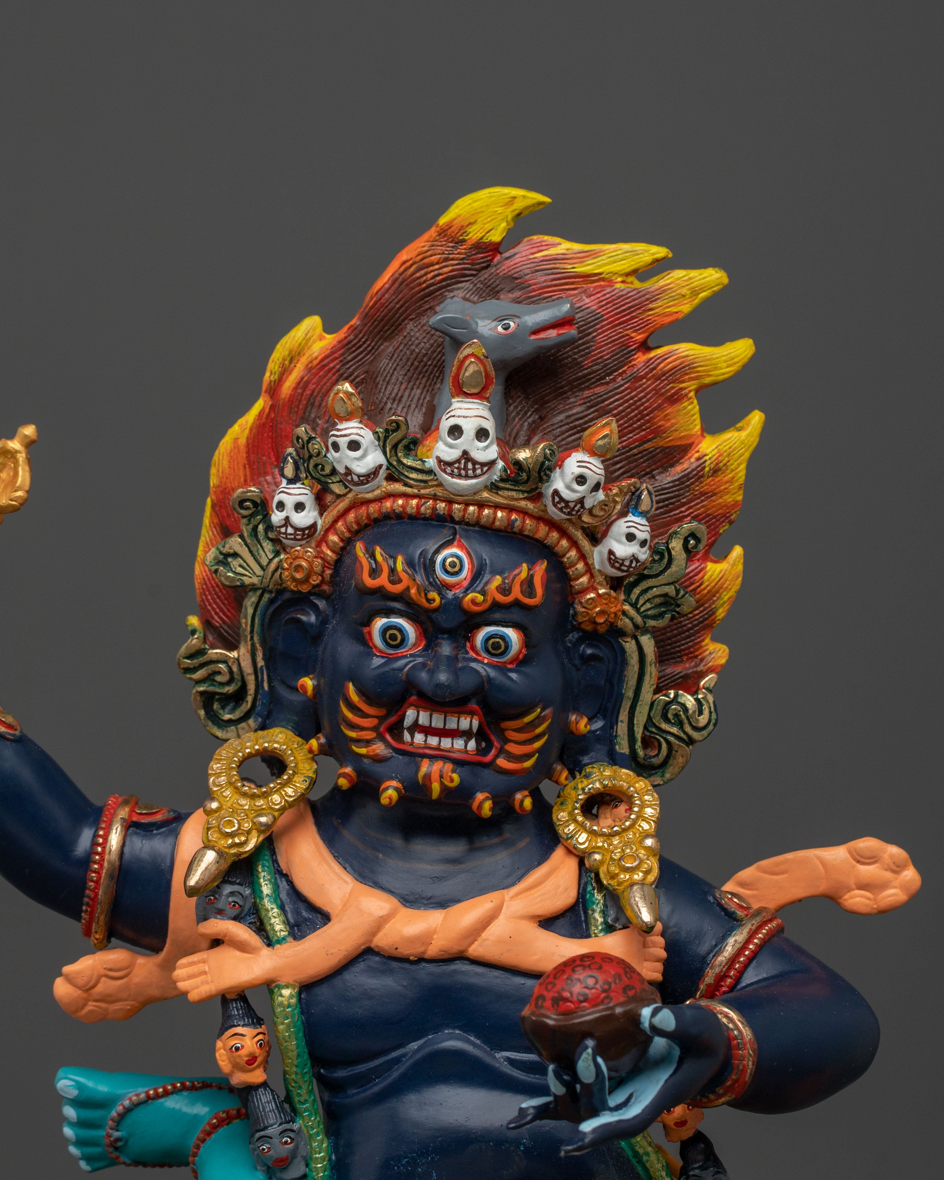 Mahakala Bernakchen Statue With Consort | Wrathful Protector