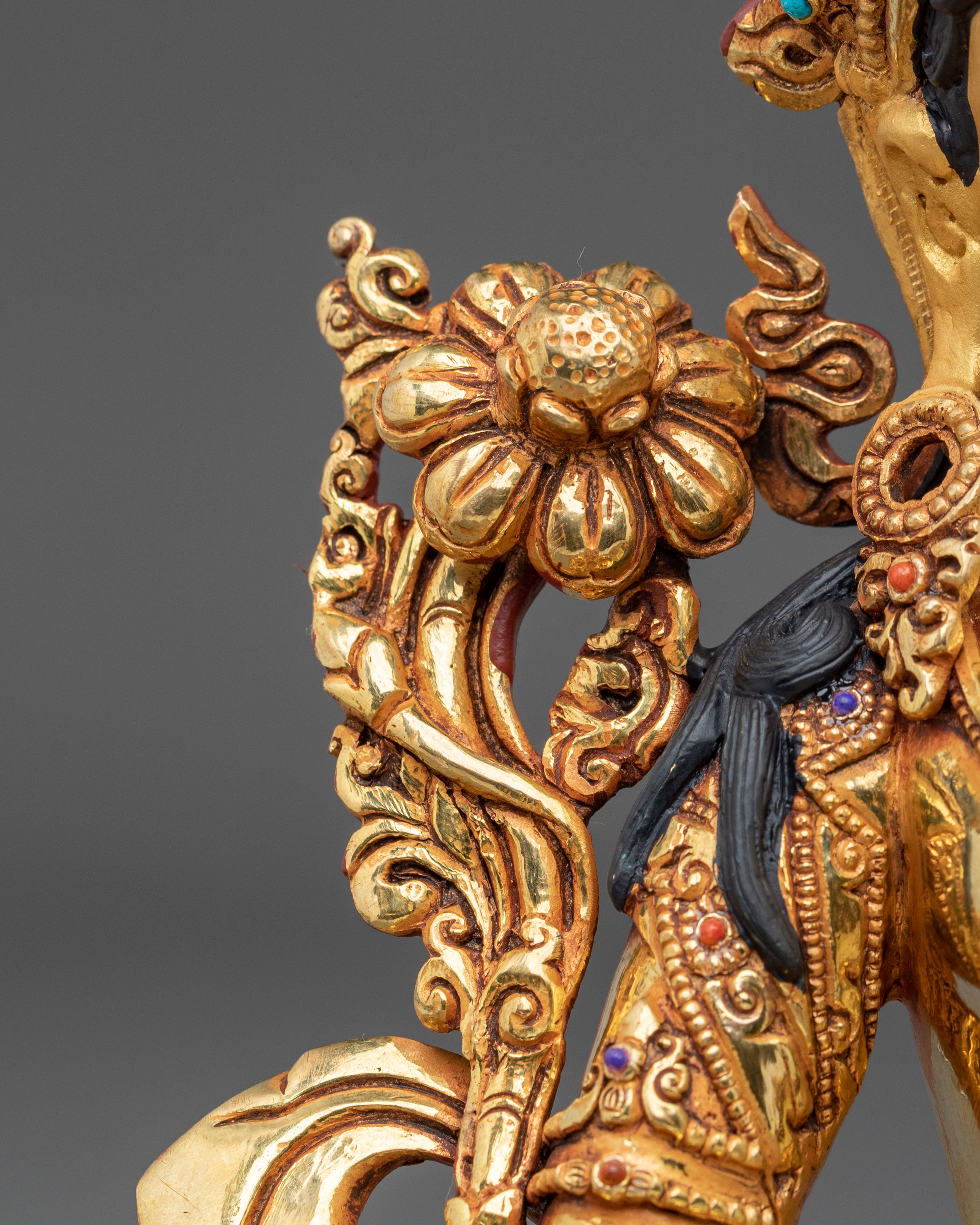 Green Tara 24K Gold Gilded Sculpture | Exquisite Copper Figurine