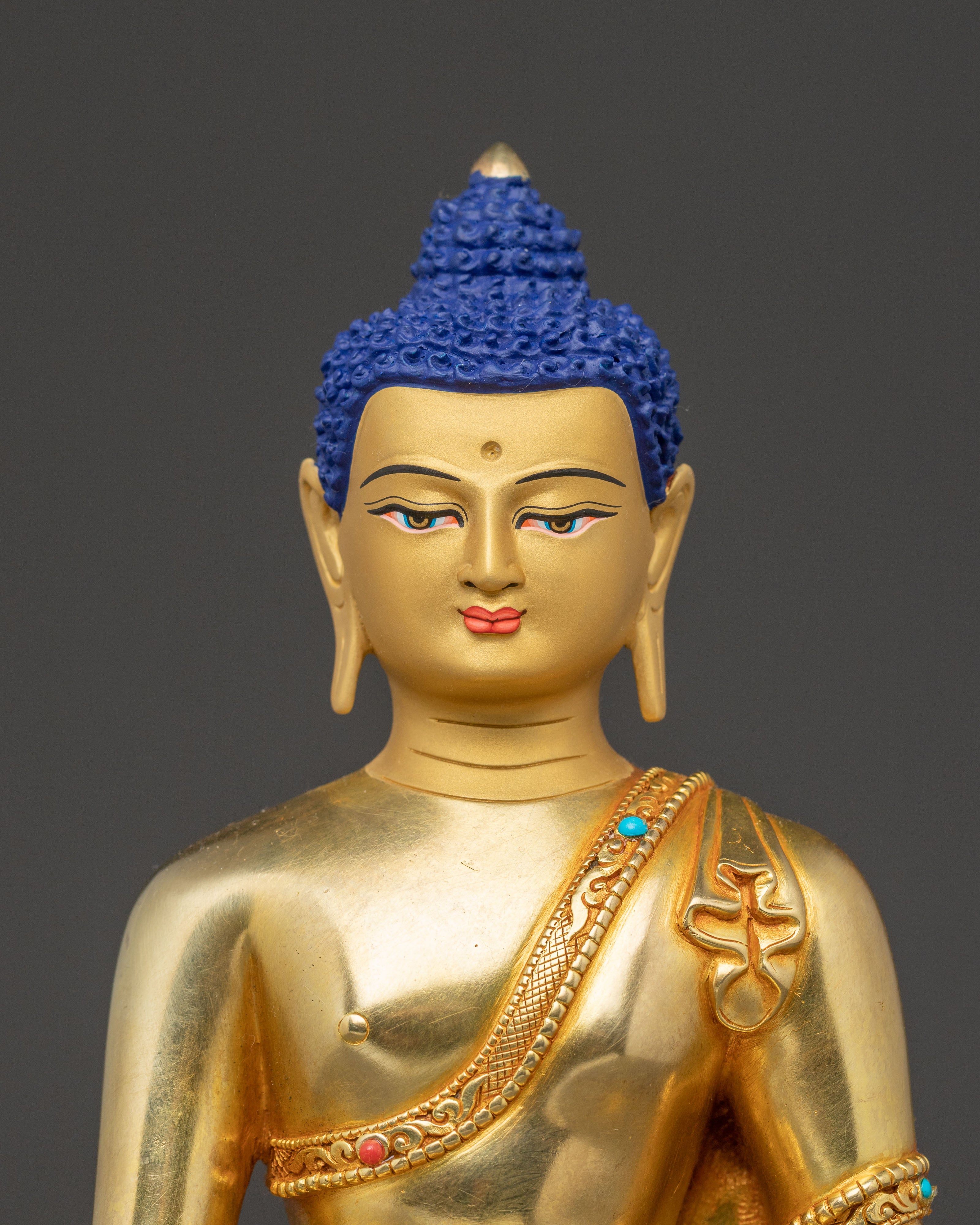 Enlightened Shakyamuni Buddha Sacred Sculpture – Hand-Gilded Serenity