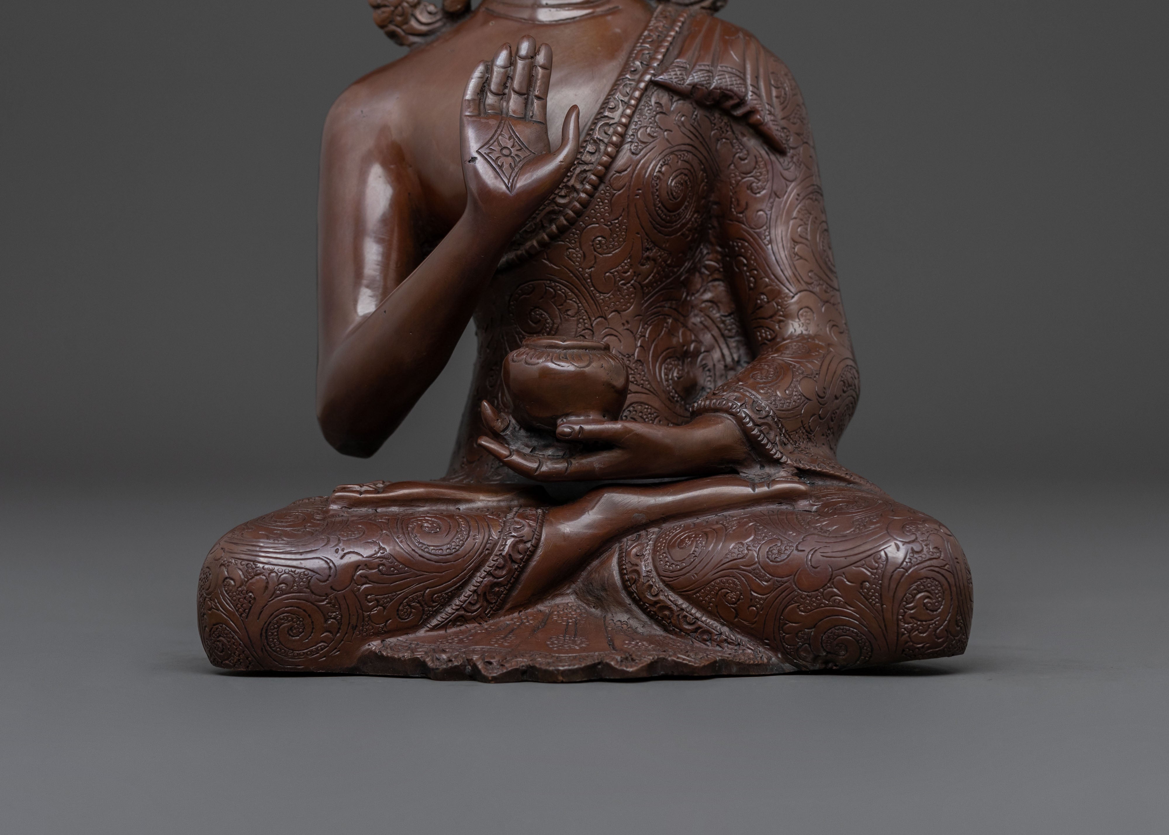 Amogasiddhi Divine Statue with Oxidized Copper Body