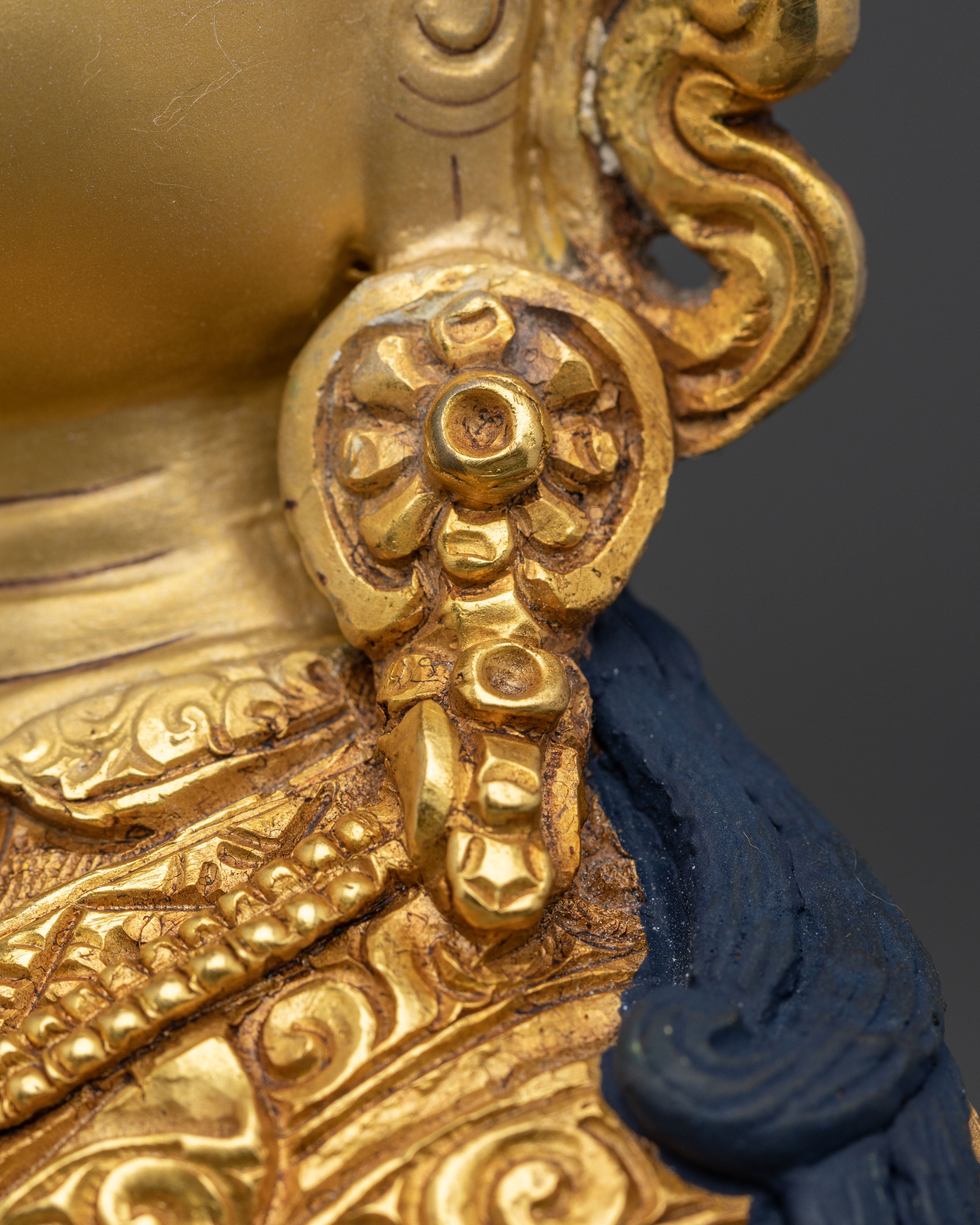 Handmade Guru Rinpoche Spiritual Sculpture with 24K Gold Gliding
