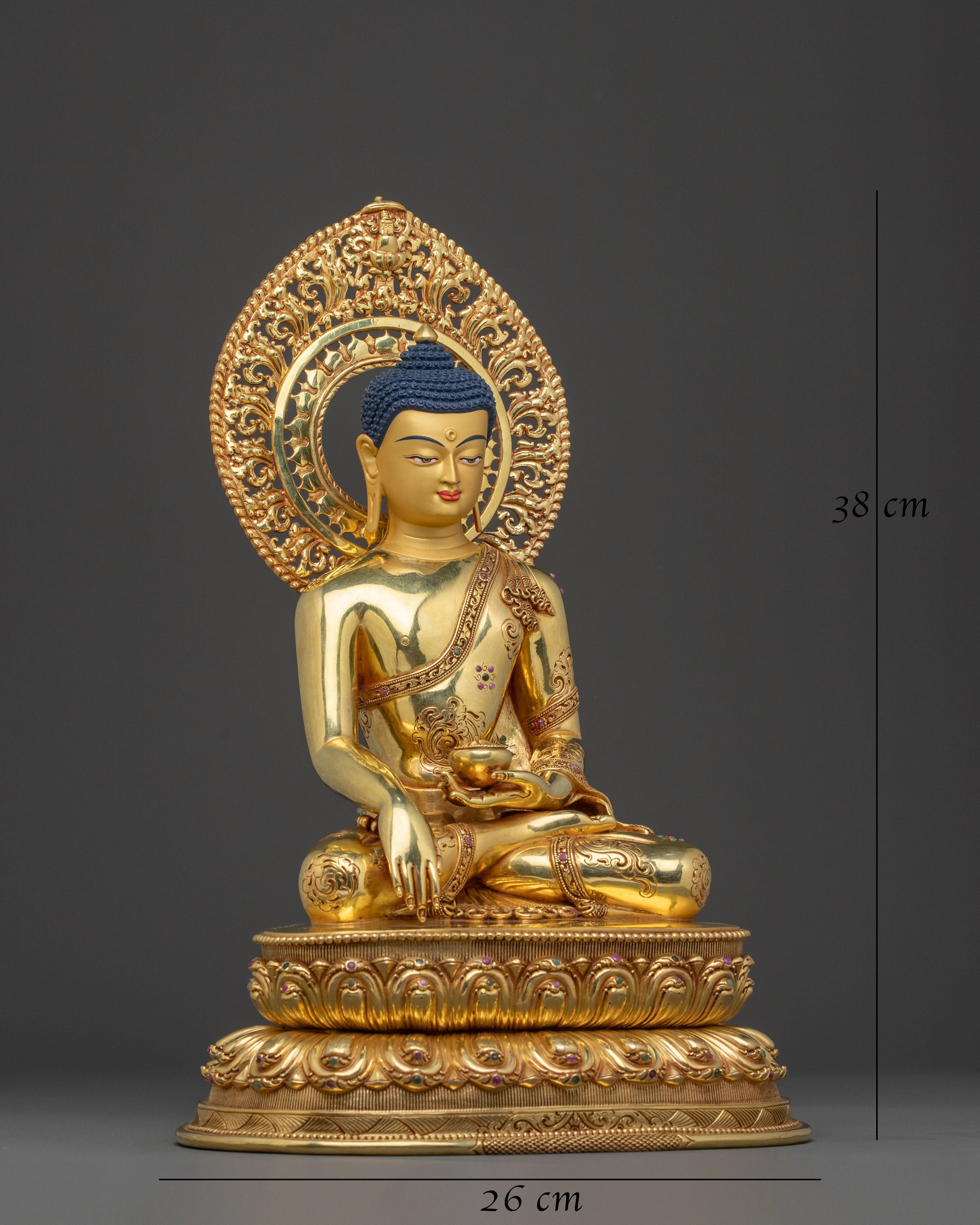 Shakyamuni Buddha: Handcrafted 24K Gold Gilded Statue