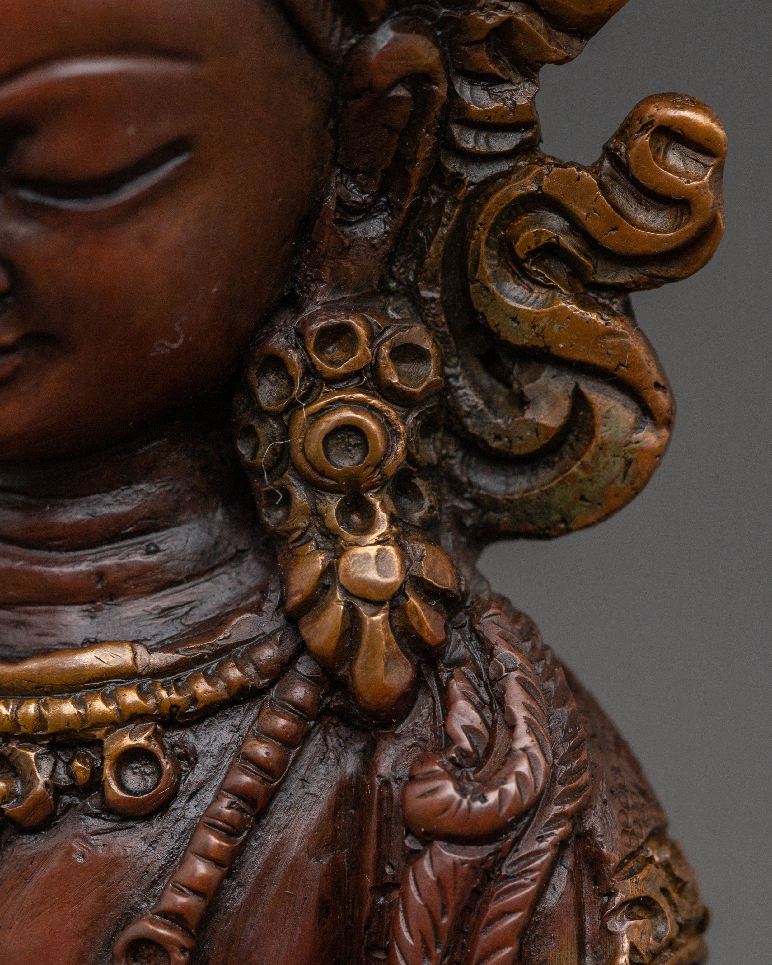 Amitayus Peaceful Longevity Statue - Oxidized Copper