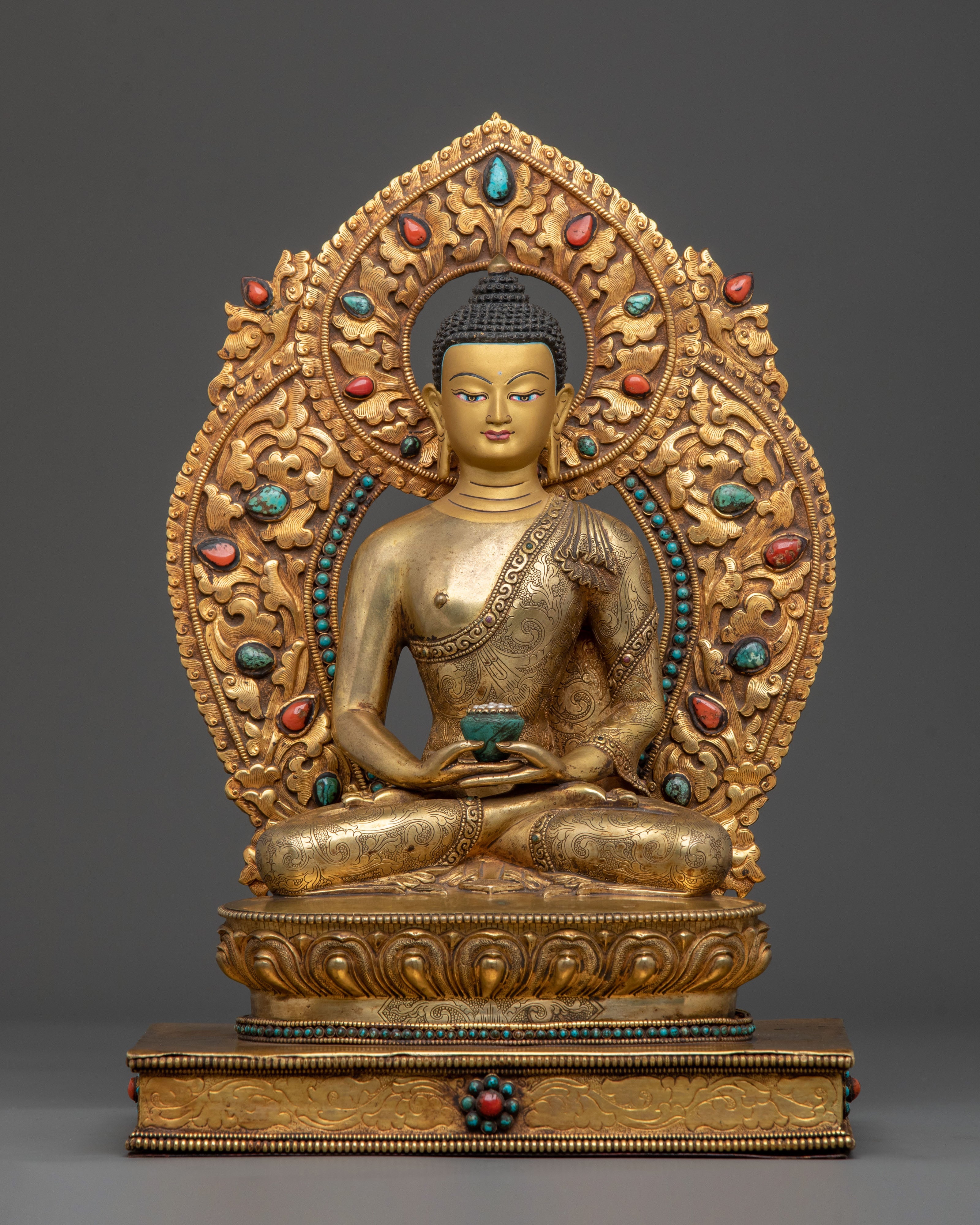 Sacred Three Buddha Handcrafted Statue Set in Premium 24K Gold