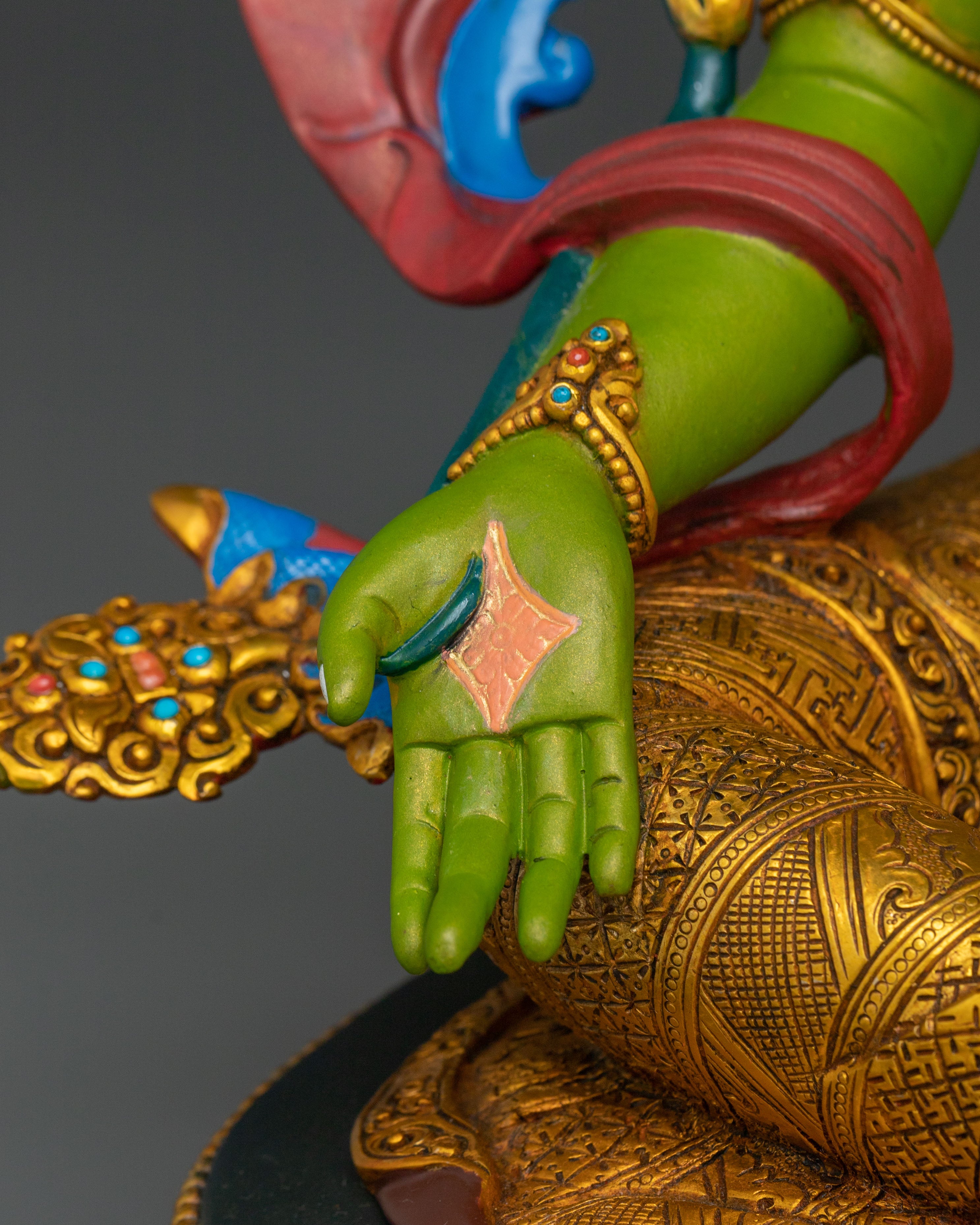 Handcrafted Green Tara Spiritual Statue | Home Decor