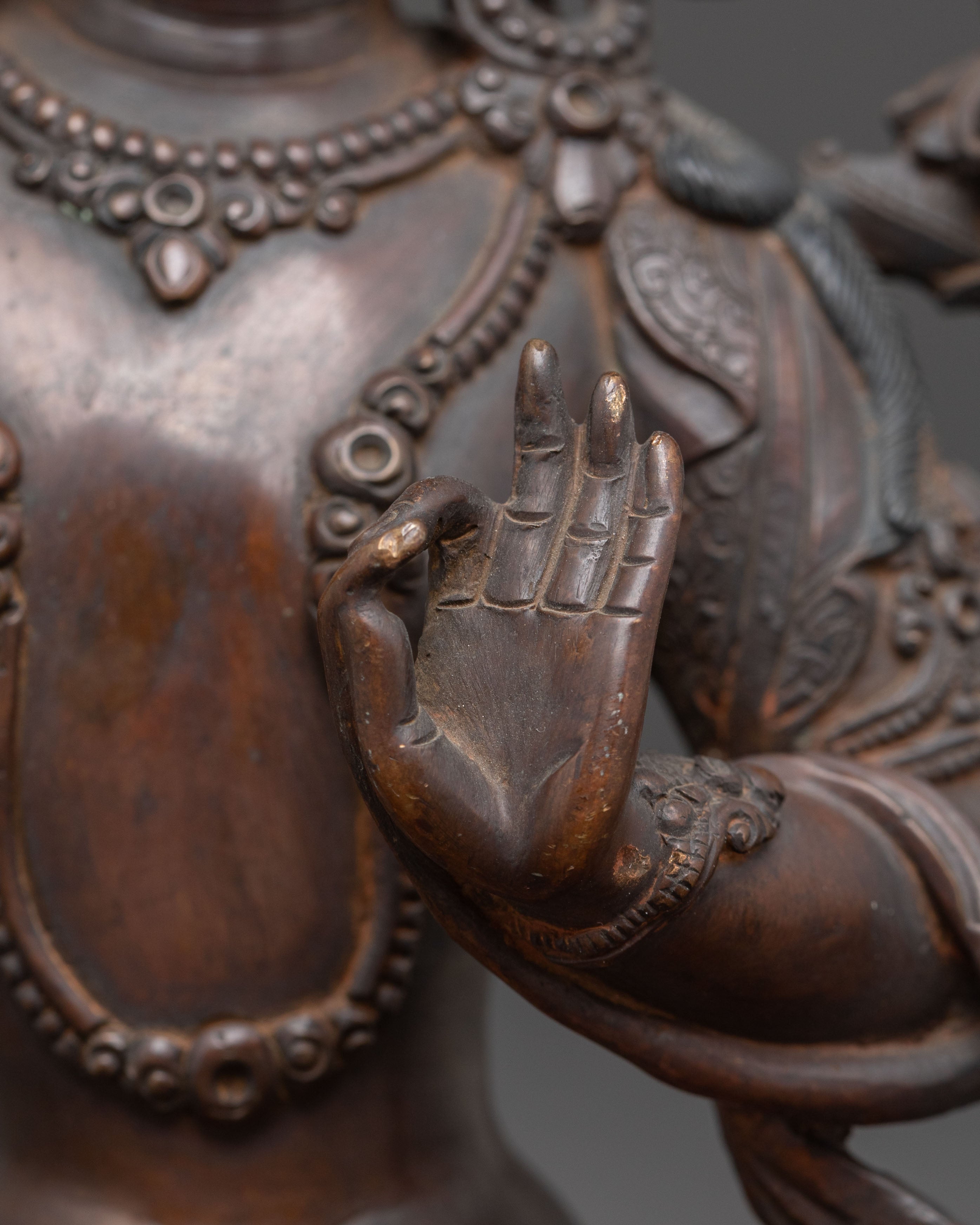 Handcrafted Manjushri Statue of Wisdom | Antique Copper Finish