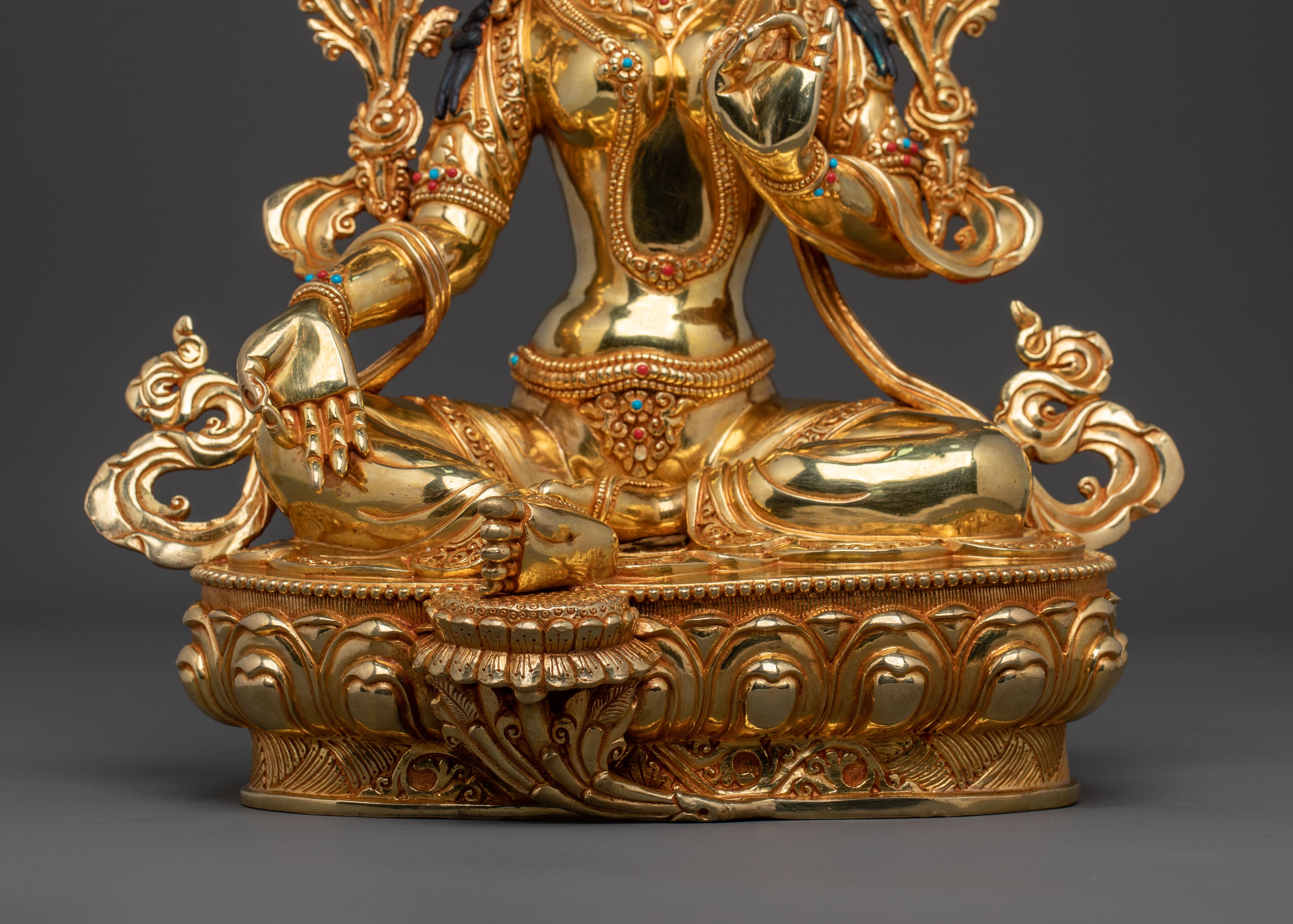 Handmade Green Tara Buddhist Goddess Statue