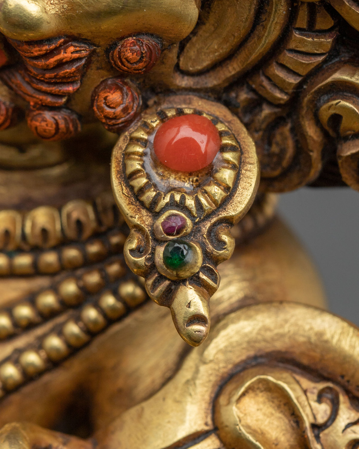 24K Gold Gilded Copper White Dzambhala Statue | Wealth Guardian