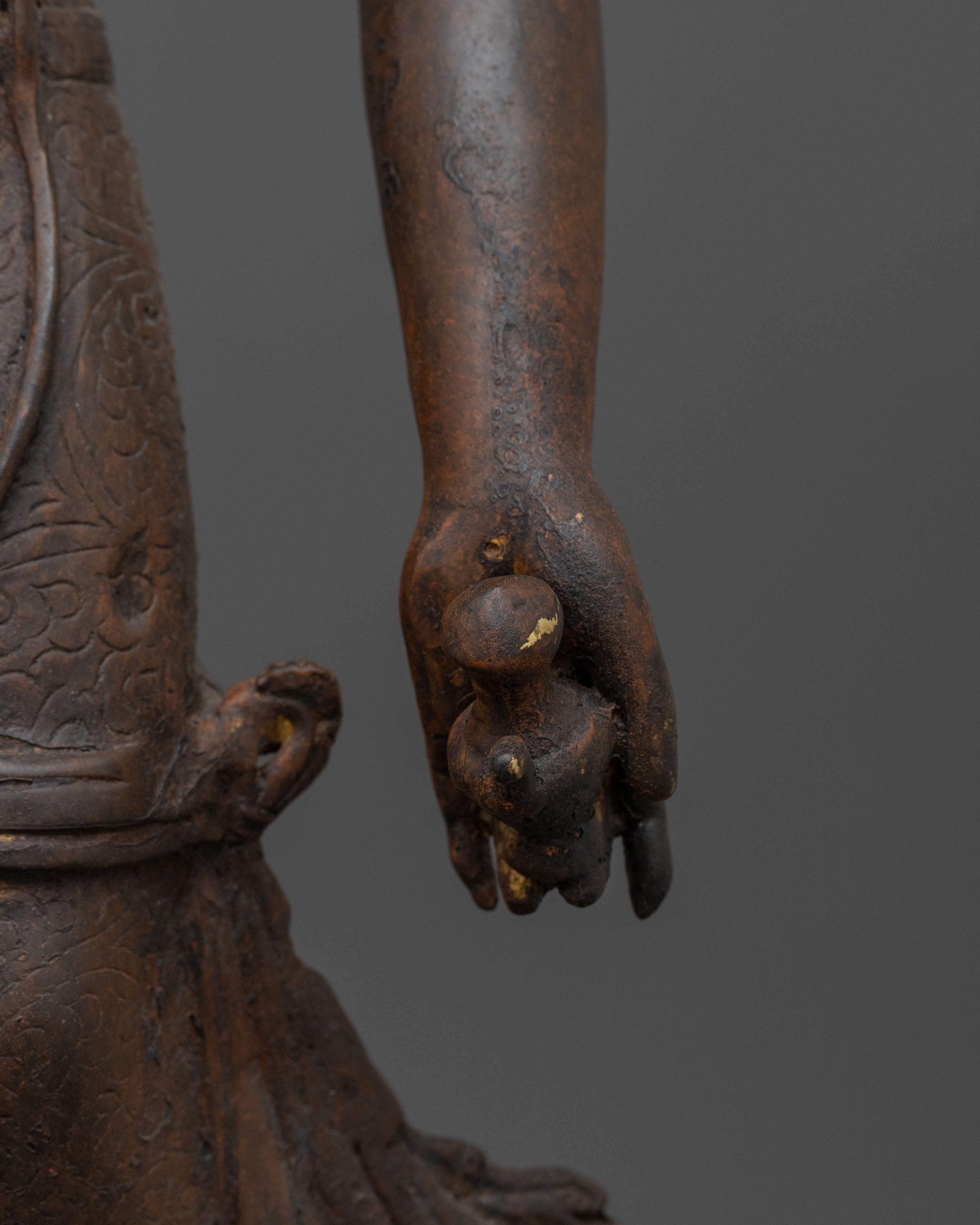 Maitreya Buddha Sacred Sculpture with Antique Finish
