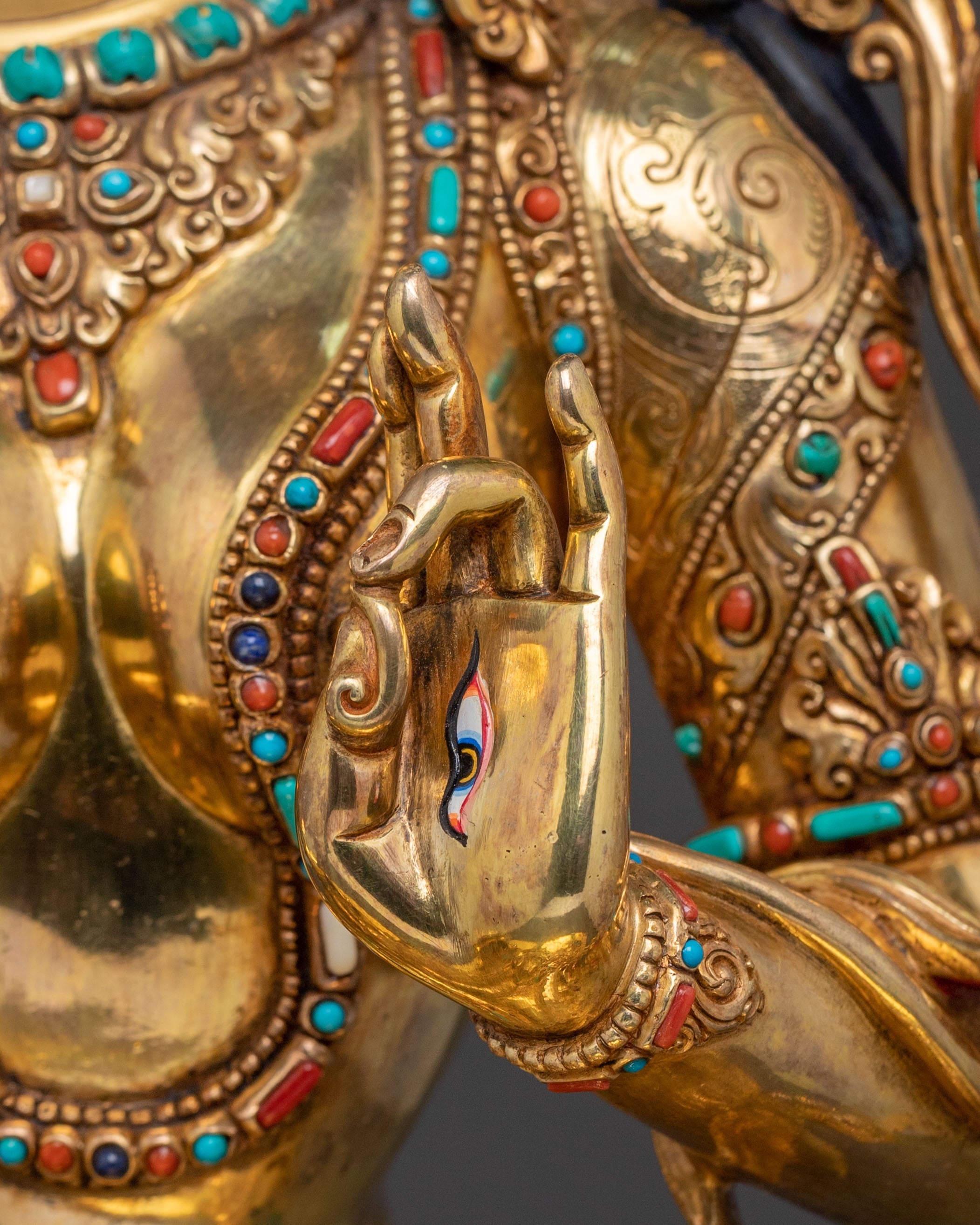 White Tara Blessing Statue | 24K Gold Gilded Figure