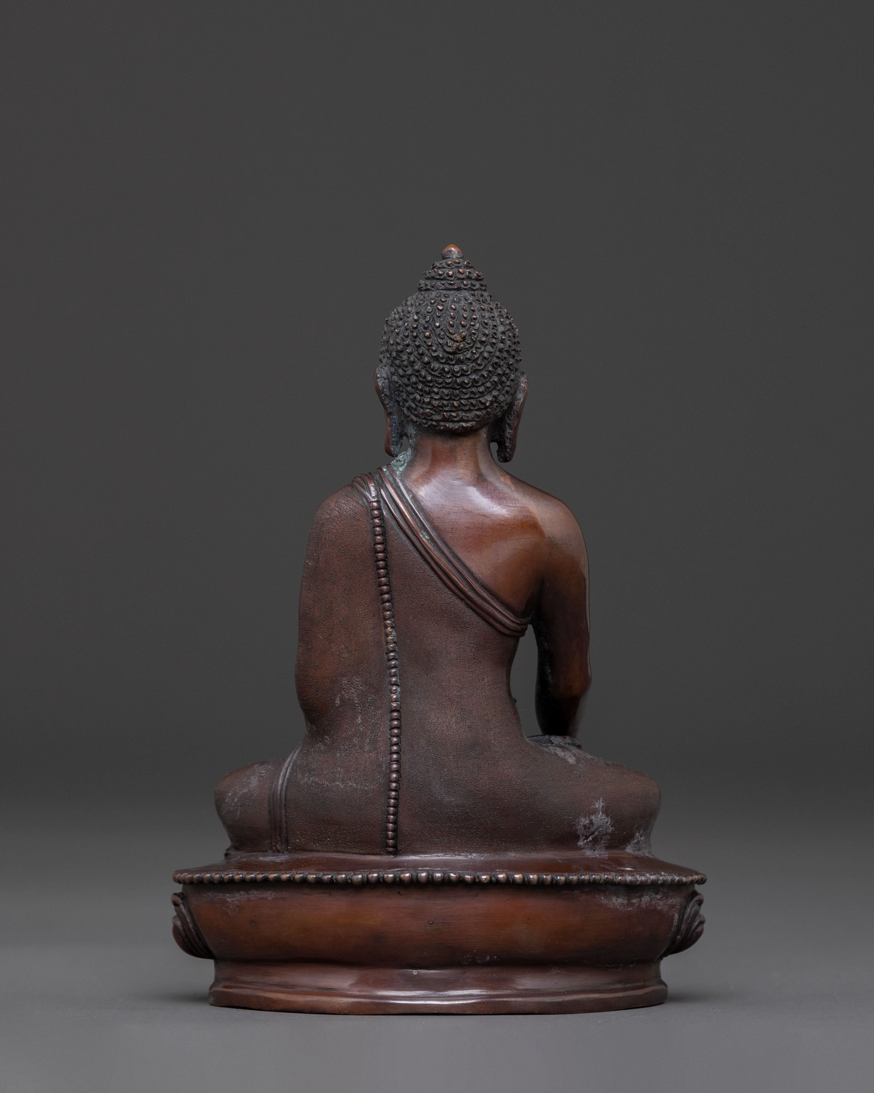 Copper Shakyamuni Buddha Dharma Statue - Oxidized Finish
