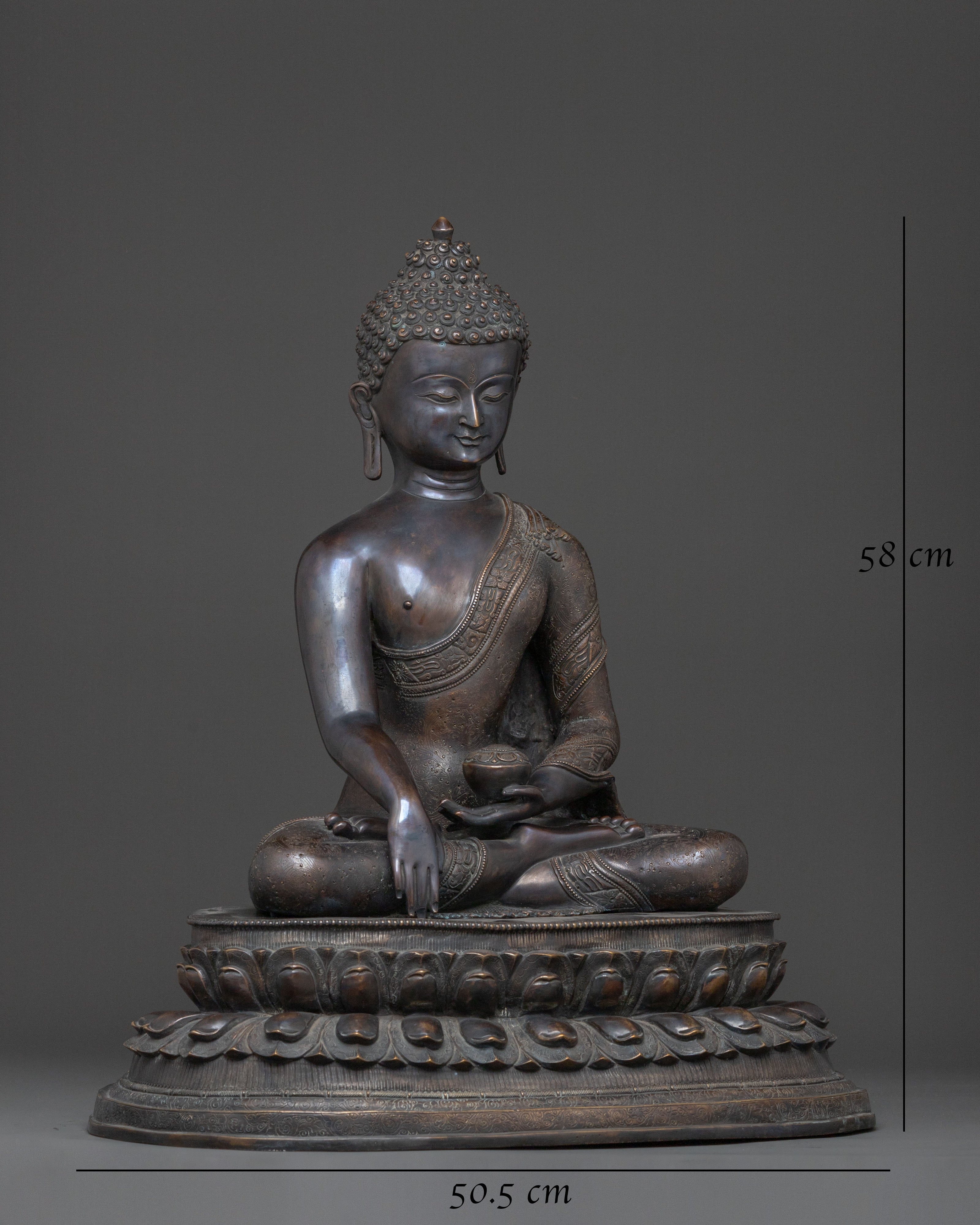 Shakyamuni Buddha Statue | Oxidized Copper Figurine