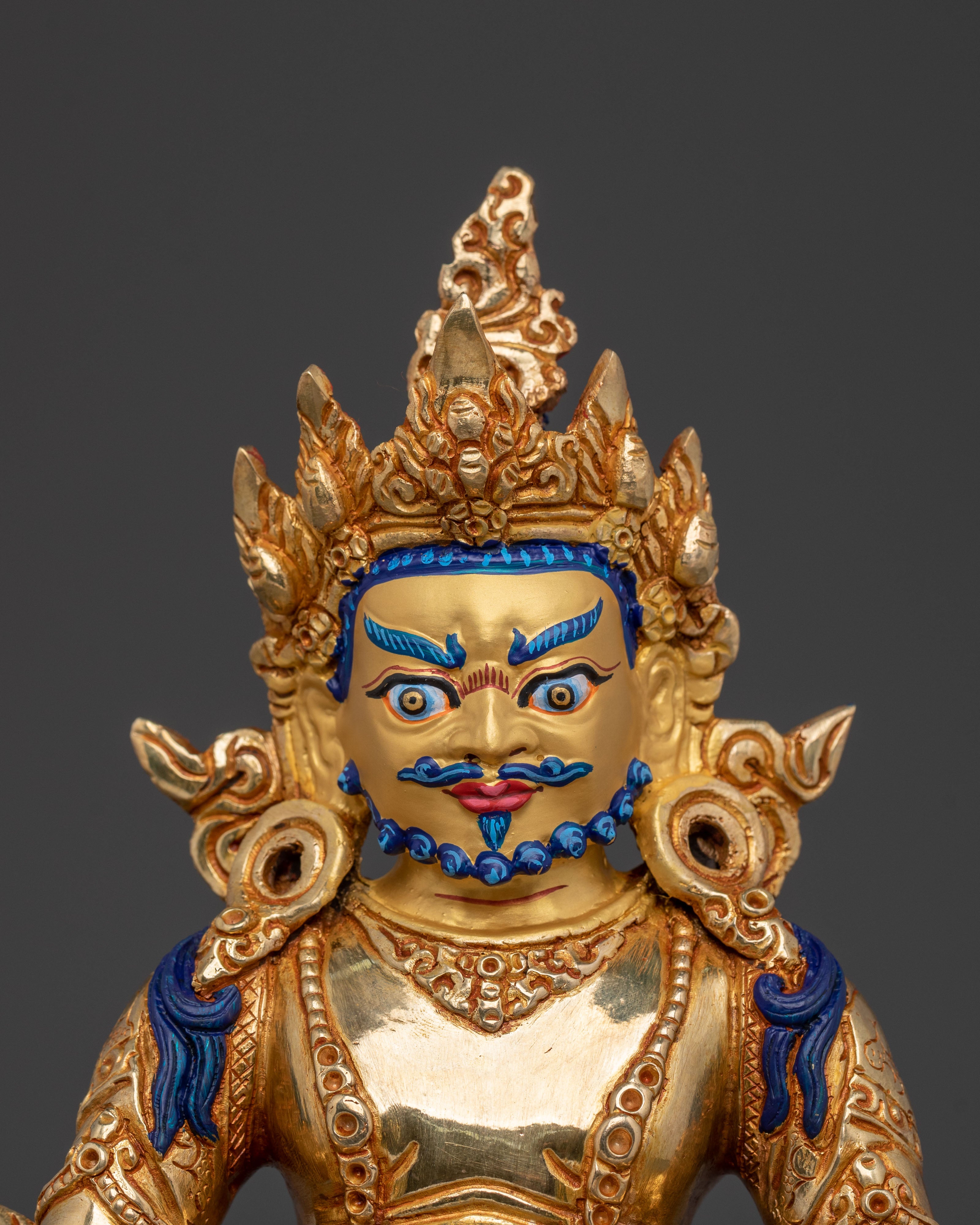 Radiant Wealth Deity Dzambhala Golden Figurine