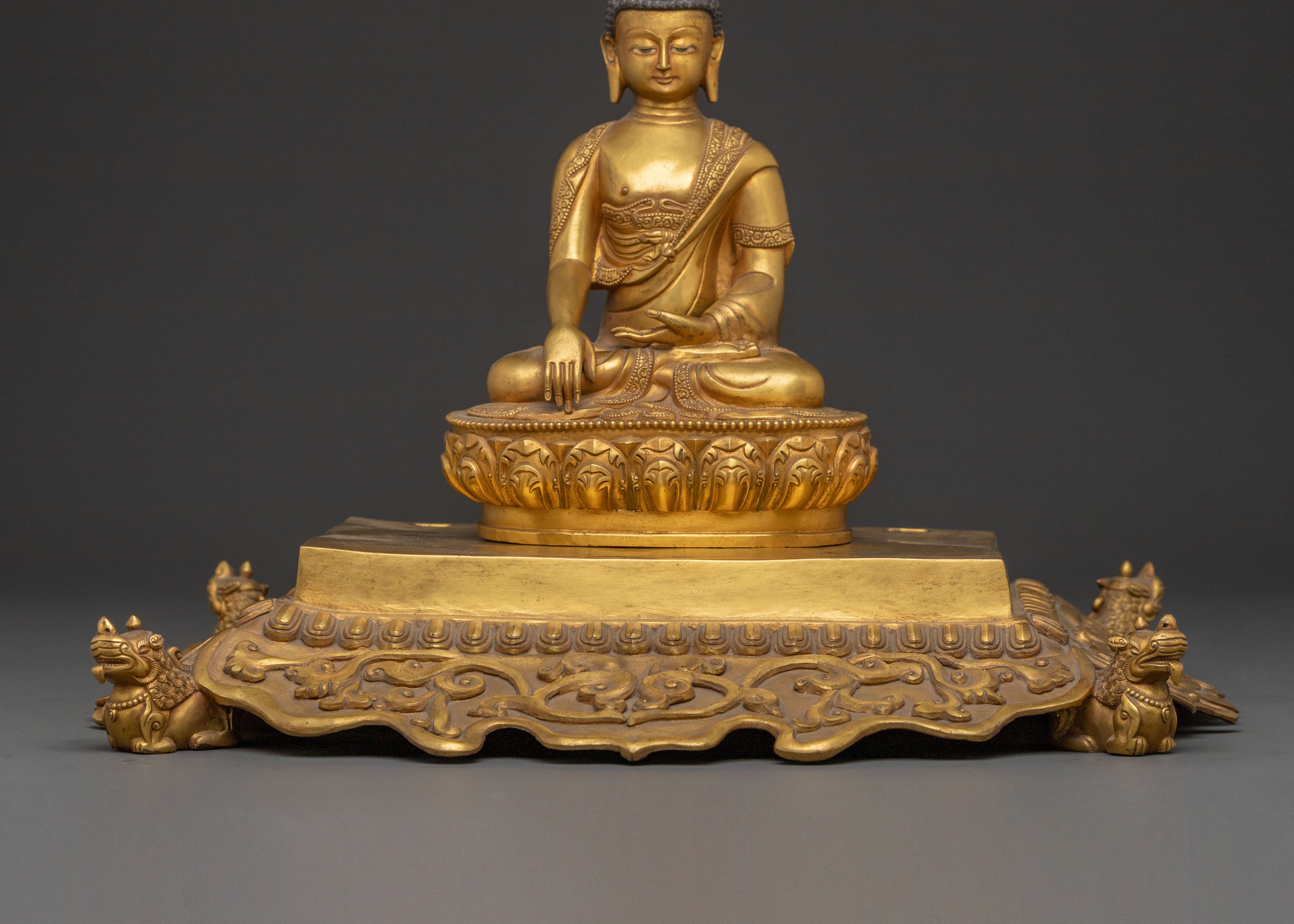Shakyamuni Buddha Statue on Throne | Spiritual Figure
