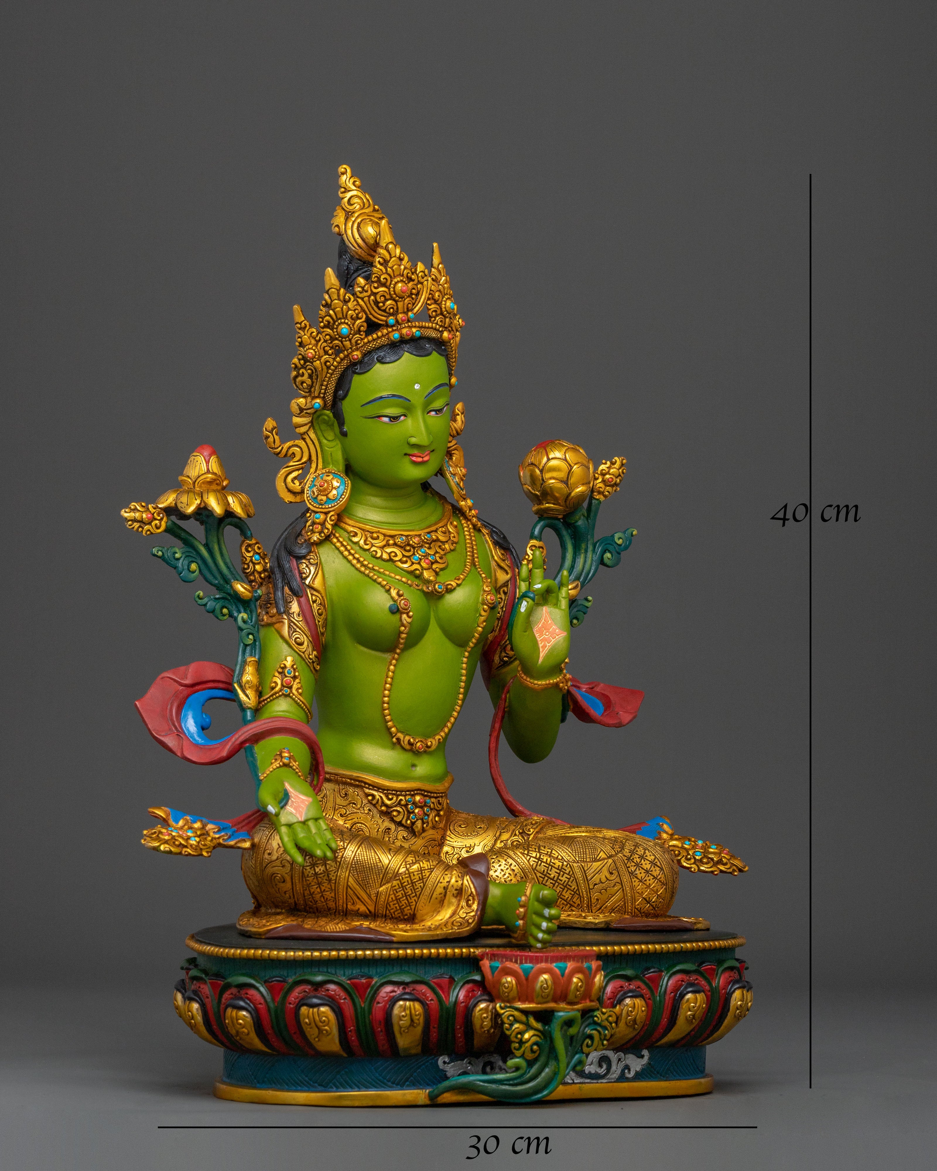Handcrafted Green Tara Spiritual Statue | Home Decor