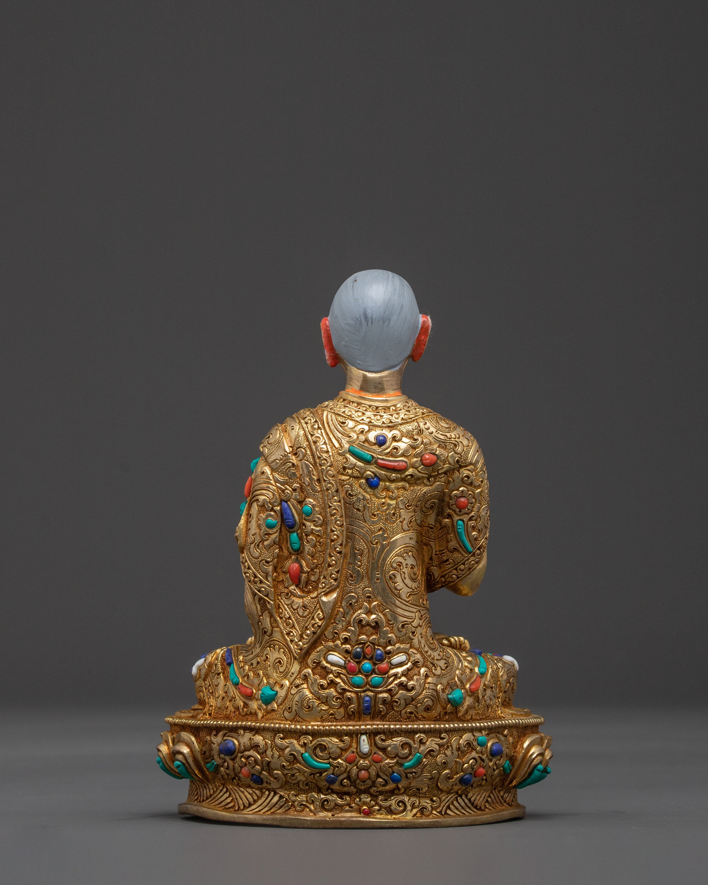 Tsongkhapa Set 24K Gold Gilded Copper Statue