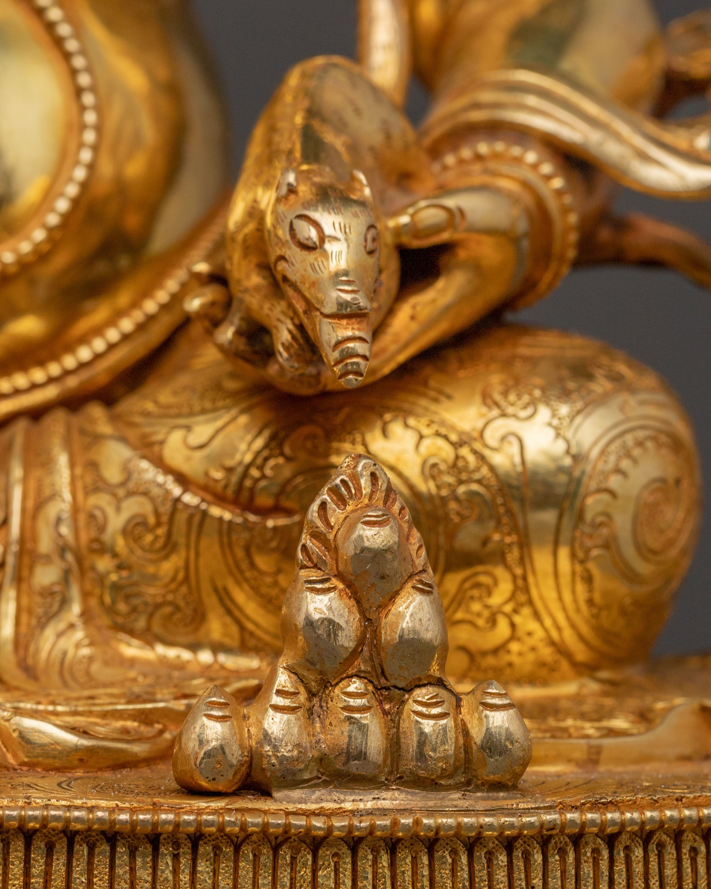 24k Gold Gilded Dzambhala Copper Statue – Prosperity Embodied