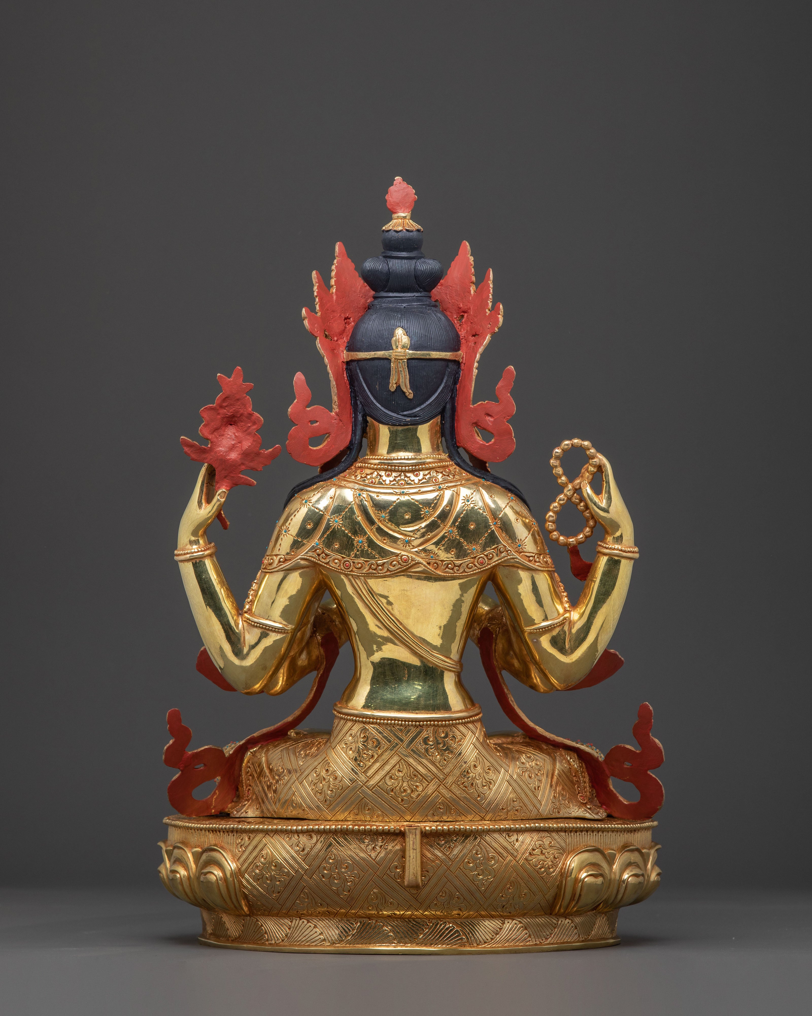 24k Gold Gilded Chenrezig Sacred Statue — Handcrafted Splendor