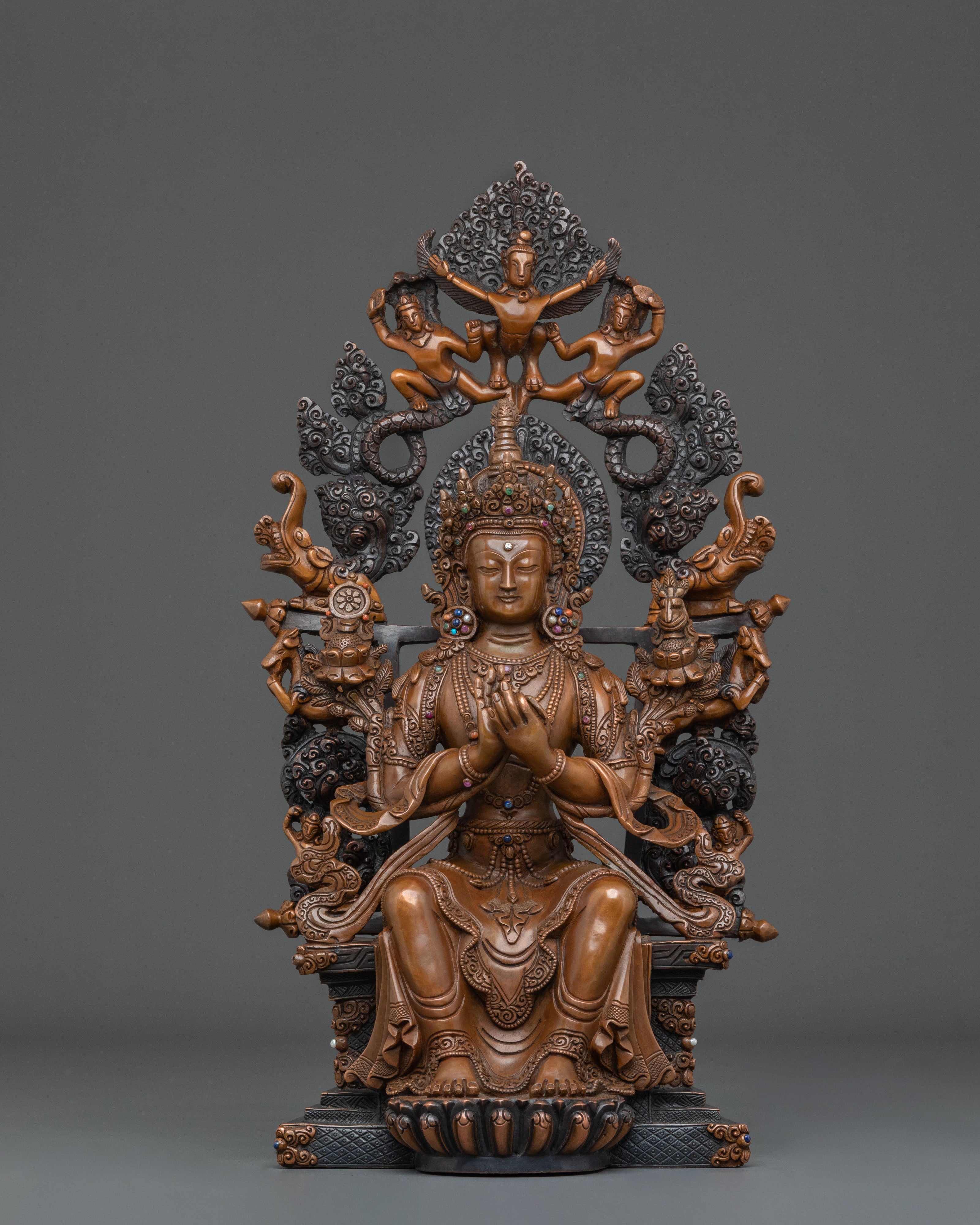 Future Buddha Maitreya Oxidized Statue