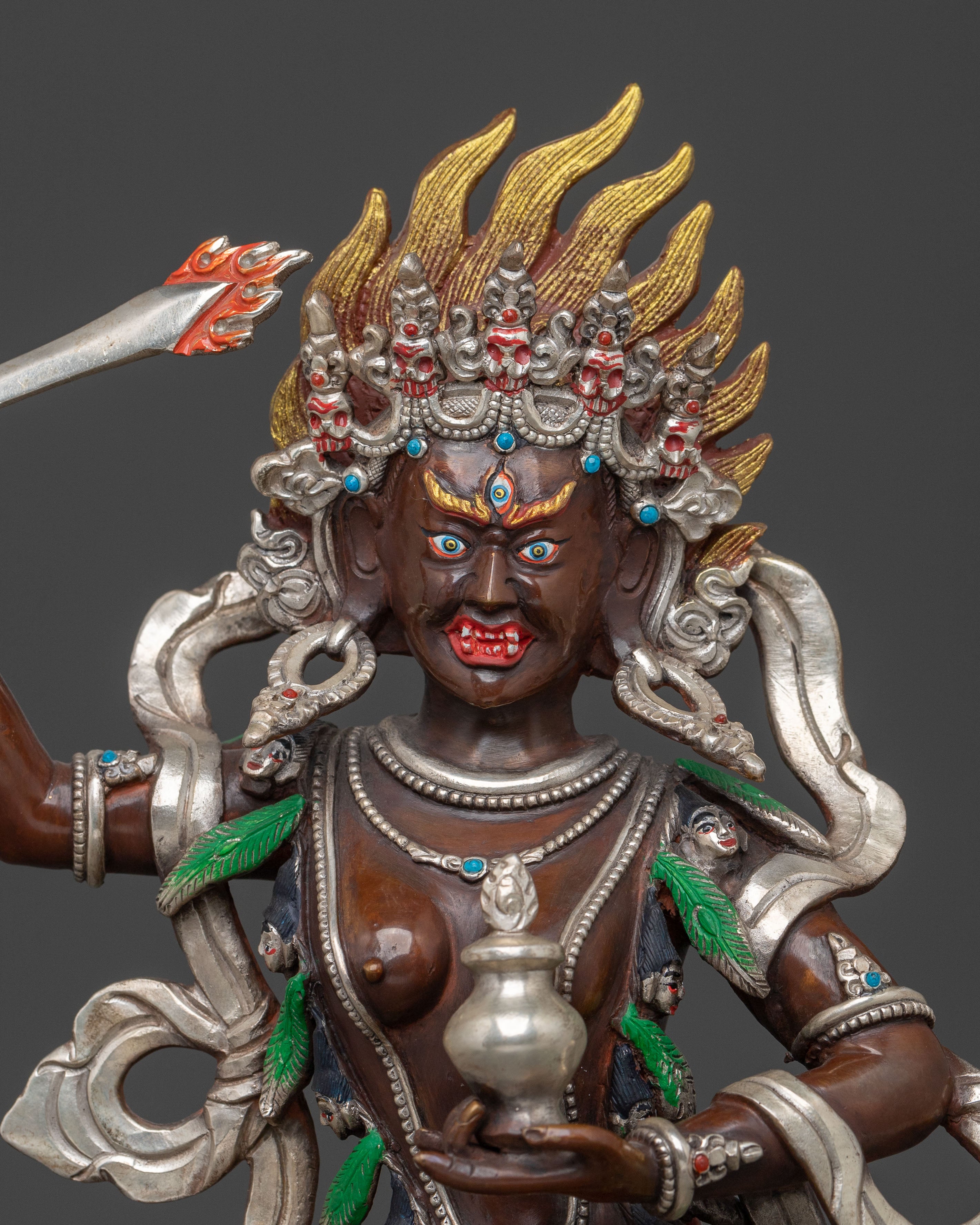 Khadgayogini Fierce Wisdom Statue, Silver-Plated