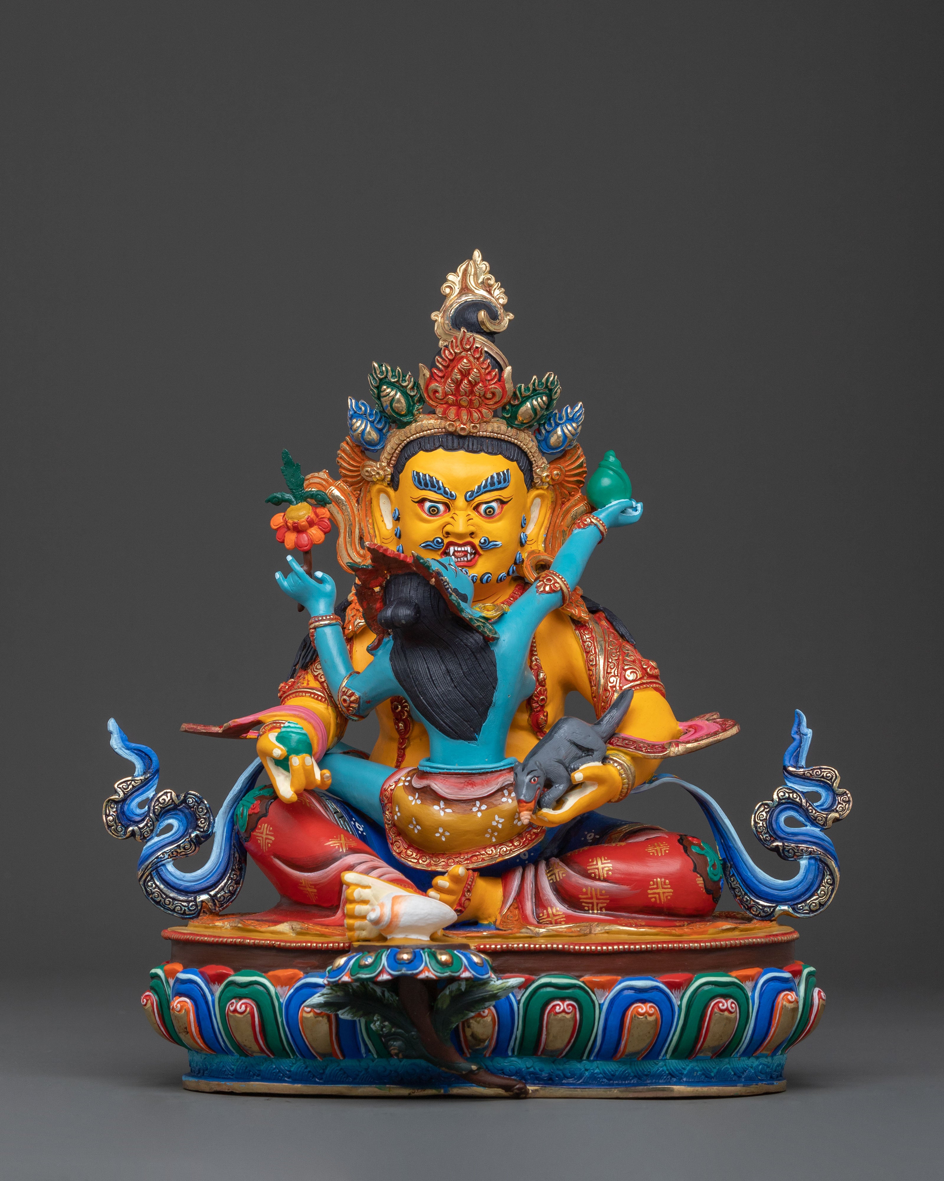 Green Dzambhala Sacred Idol | Buddhist Wealth Deity