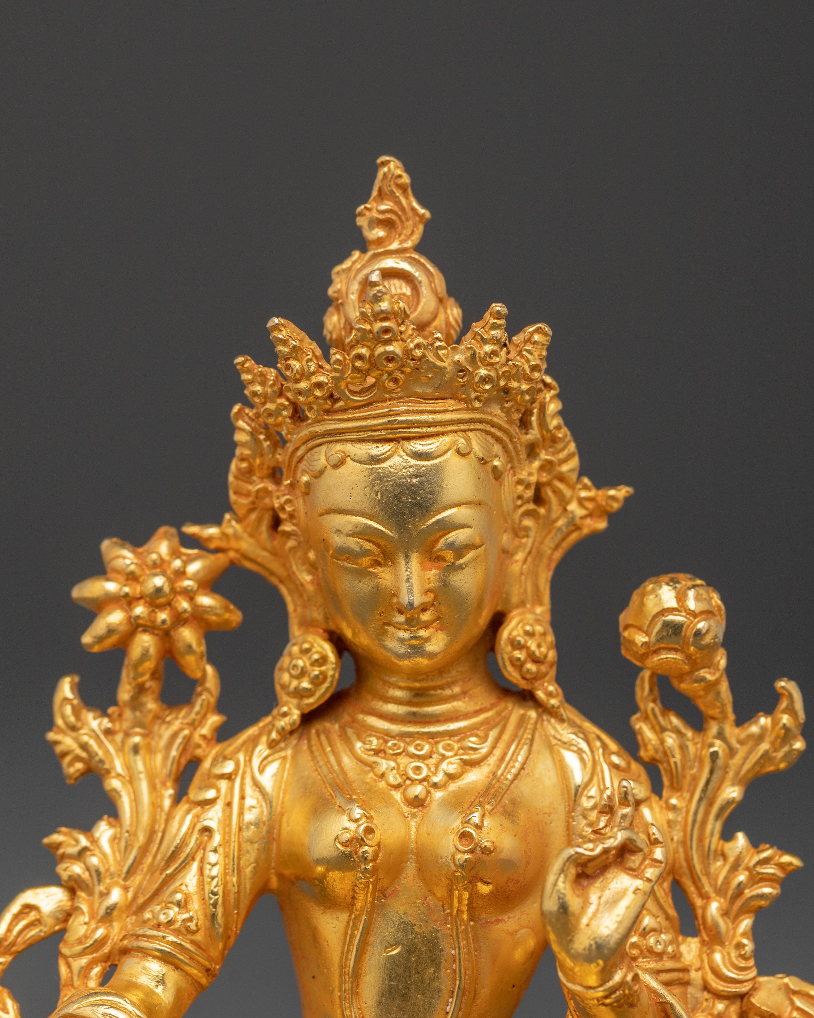 Green Tara 24k Gold Gilded Statue | Shyama Tara