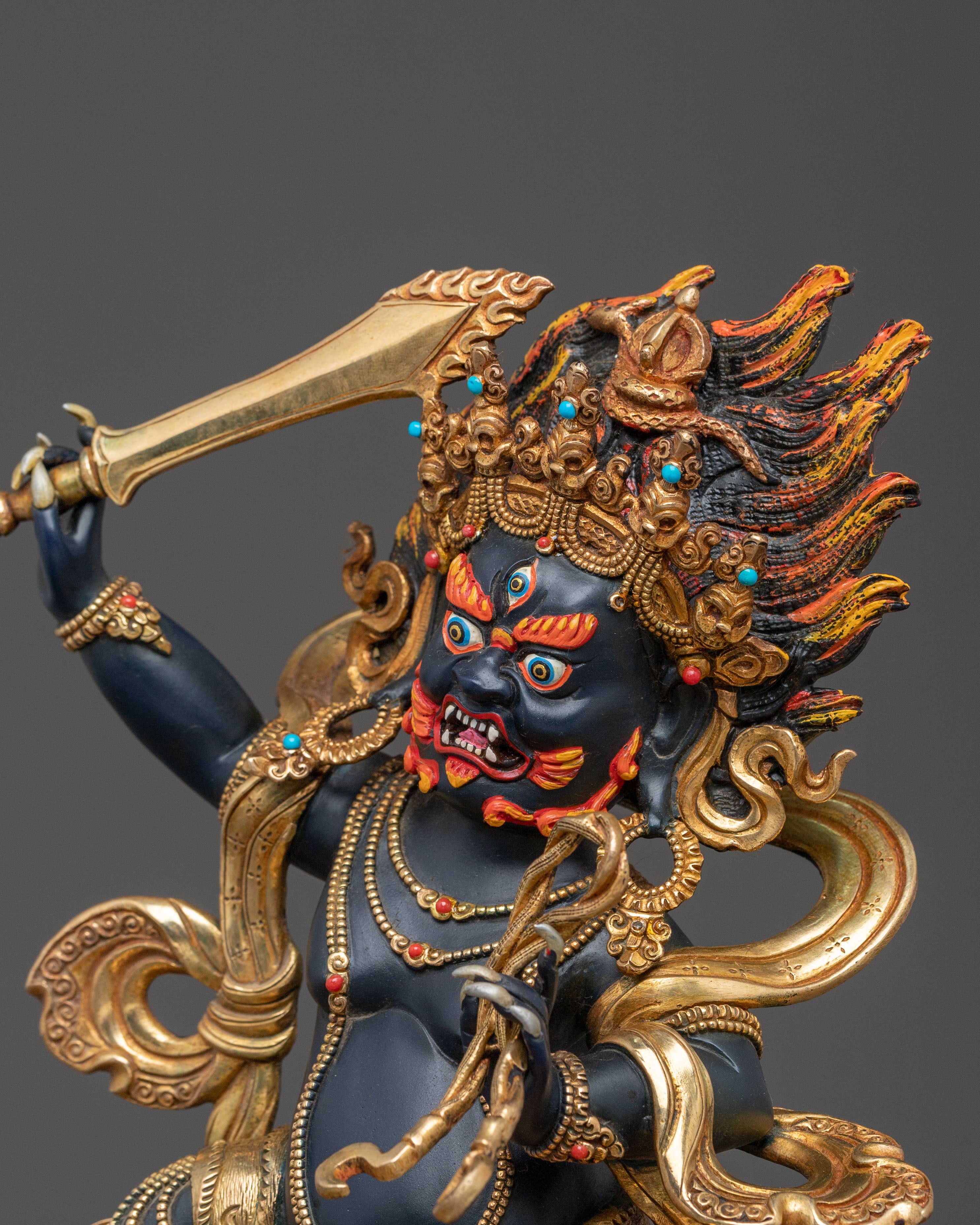 Achala Statue with Gold and Acrylic Paintings | Fierce Guardian