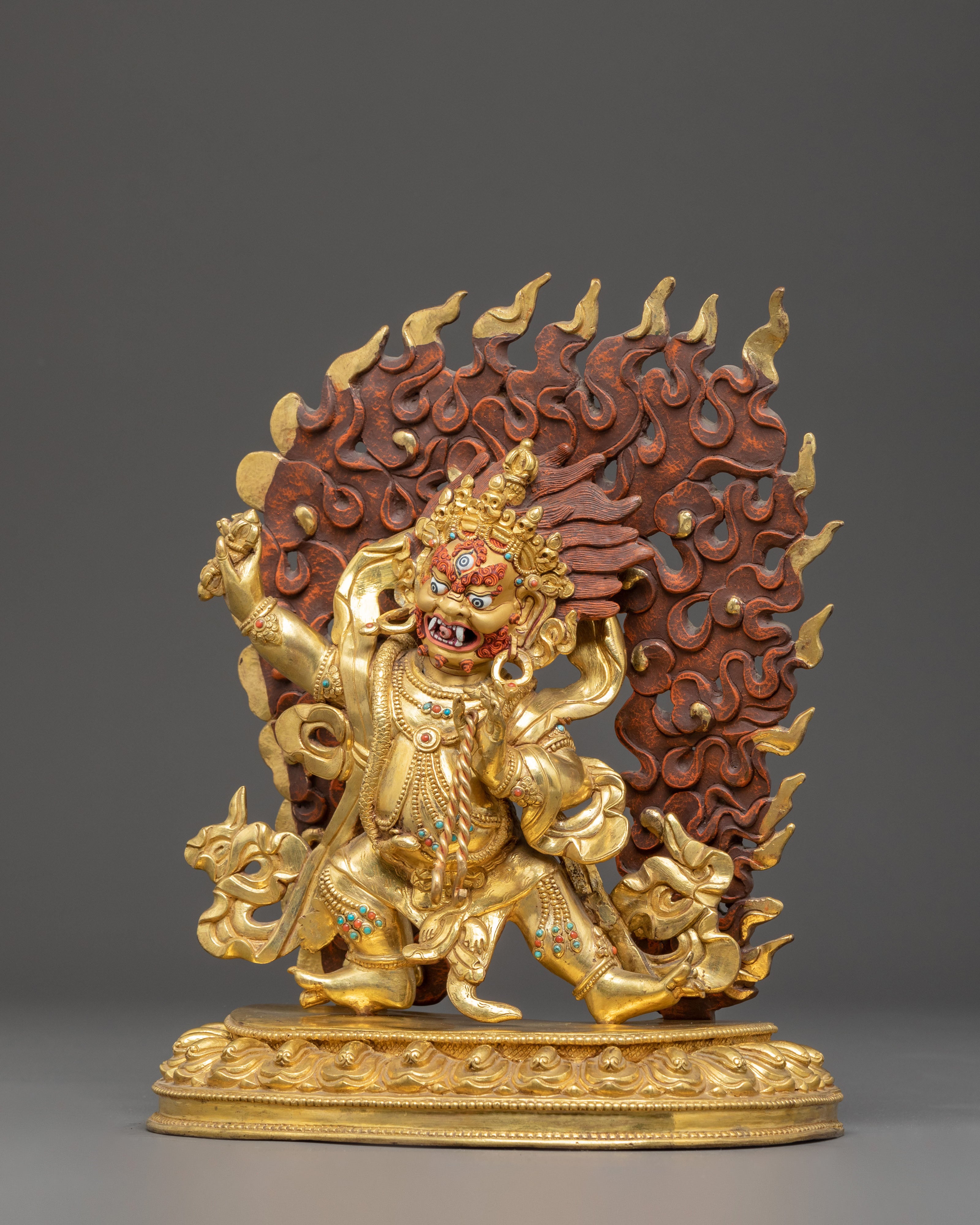 Golden Vajrapani Handmade Statue of Protection | Fierce Guardian