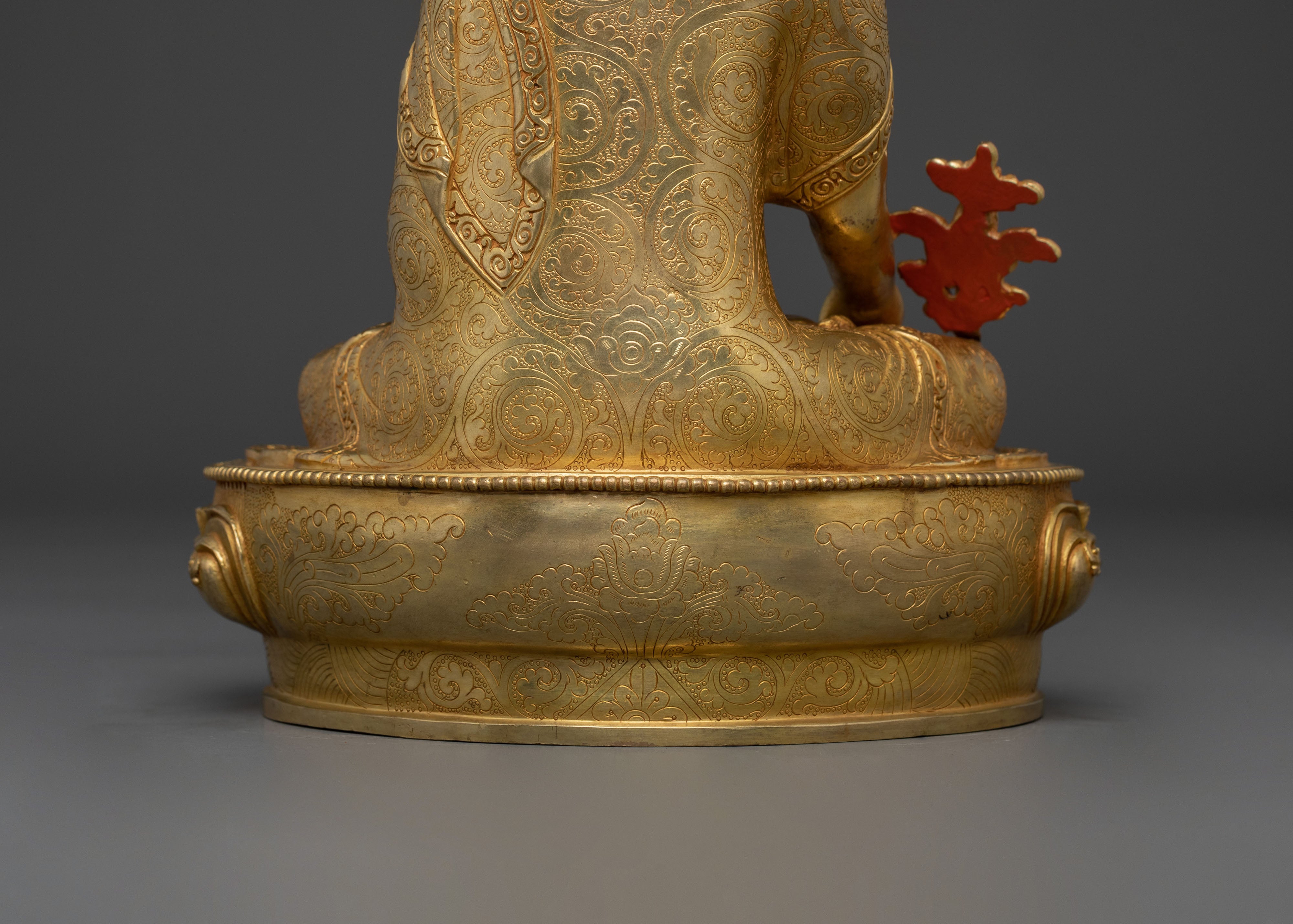 Medicine Buddha Peaceful Healing Figurine | 24K Gold Gilded Buddhist Sculpture